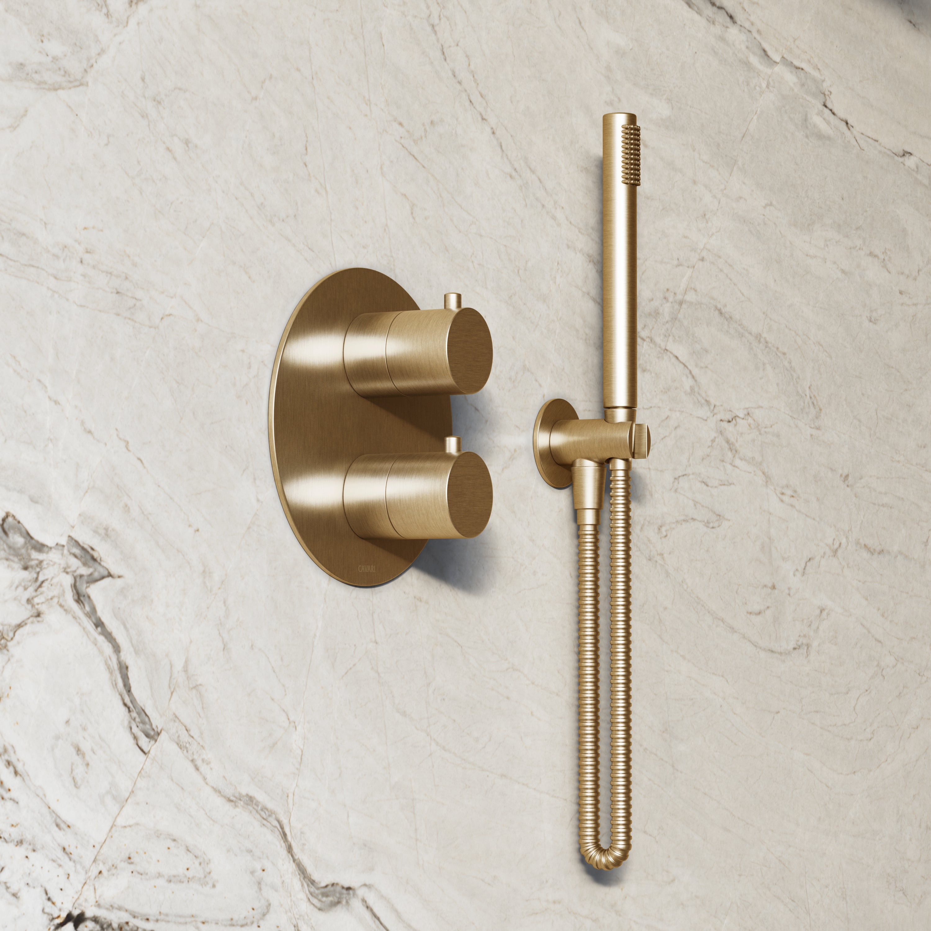 Image of Origin 3-Way Thermostatic Shower Set – Ceiling Mounted Overhead, Straight Hand Shower & Short Spout