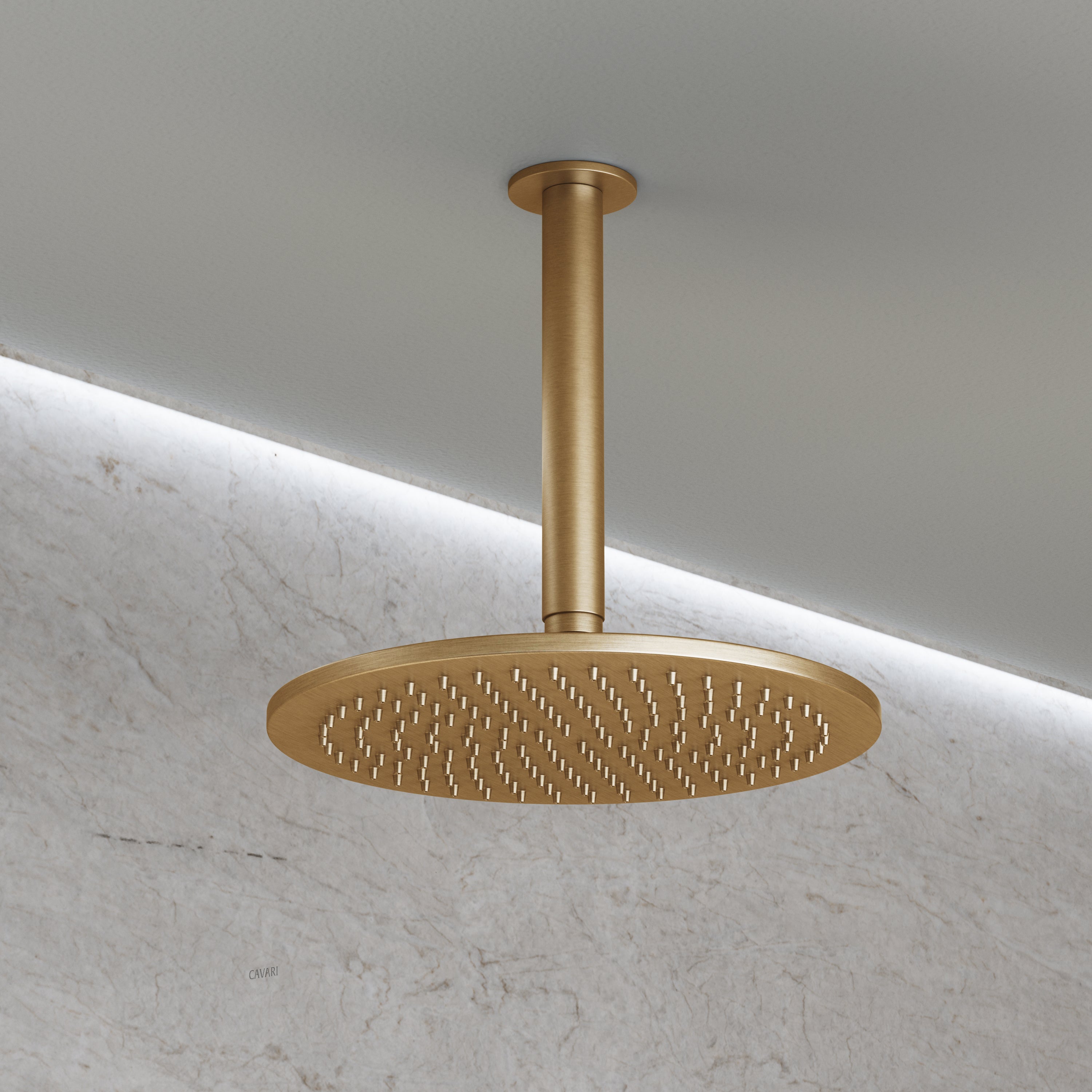 Image of Origin 3-Way Thermostatic Shower Set – Ceiling Mounted Overhead, Straight Hand Shower & Short Spout
