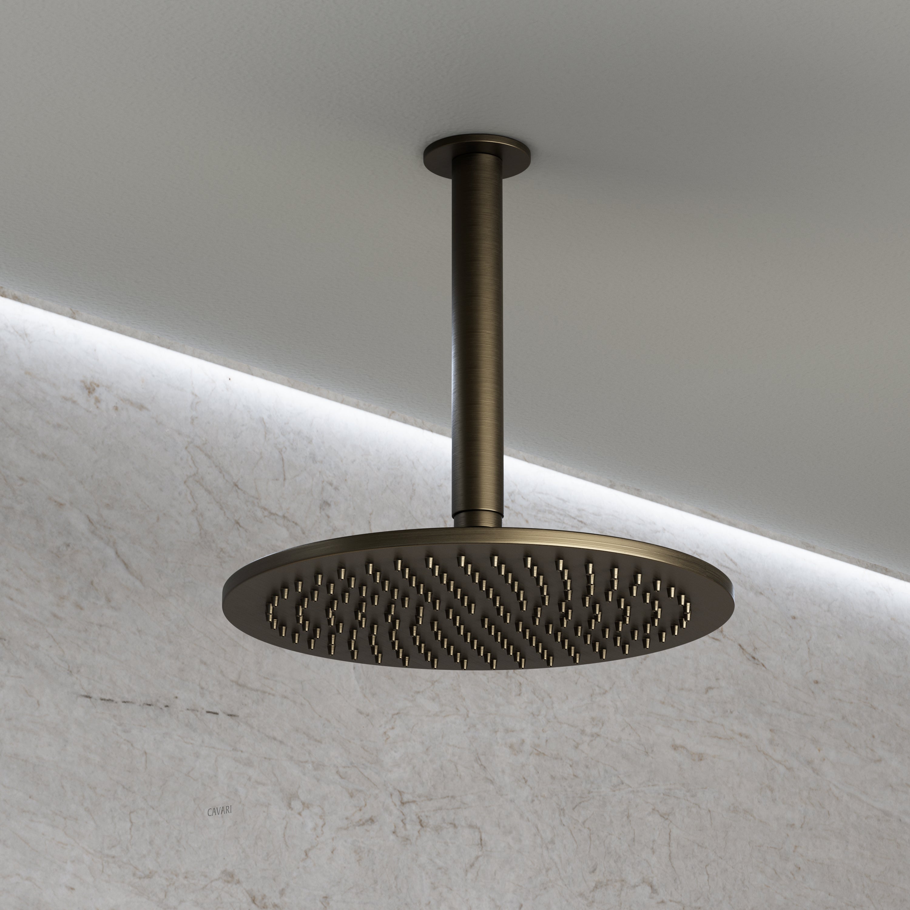 Image of Origin 3-Way Thermostatic Shower Set – Ceiling Mounted Overhead, Straight Hand Shower & Short Spout