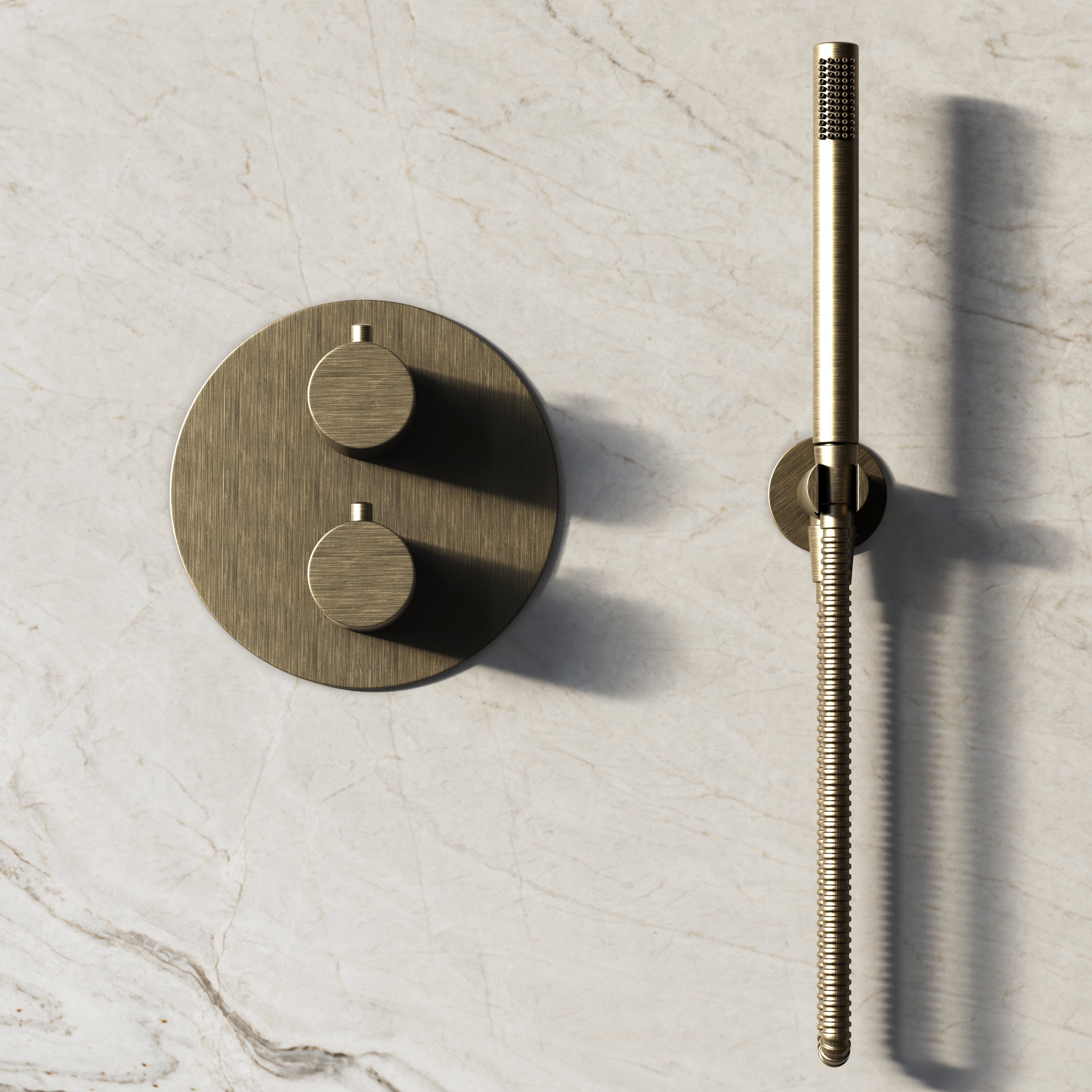 Image of Origin 3-Way Thermostatic Shower Set – Ceiling Mounted Overhead, Straight Hand Shower & Short Spout