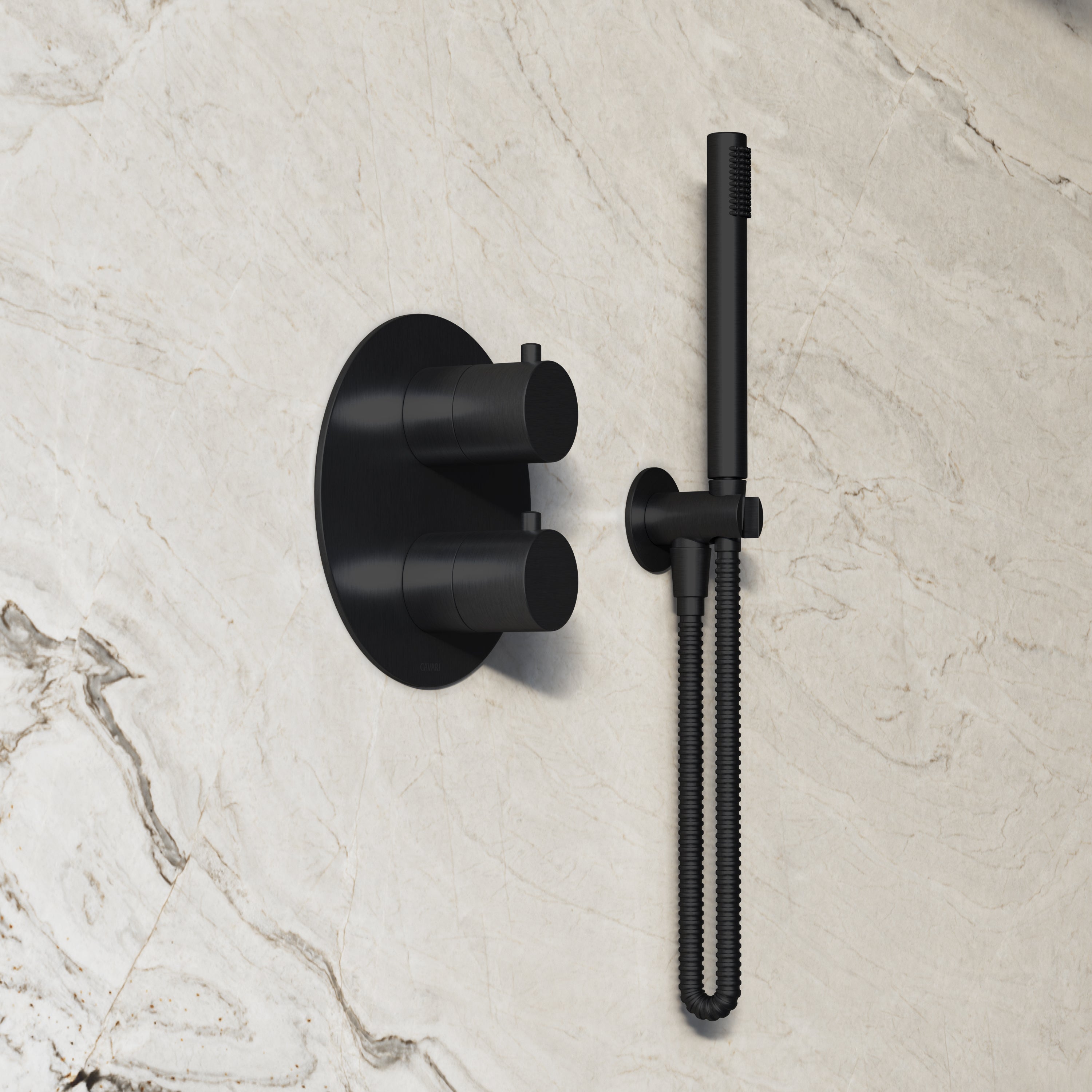 Image of Origin 3-Way Thermostatic Shower Set – Ceiling Mounted Overhead, Straight Hand Shower & Short Spout