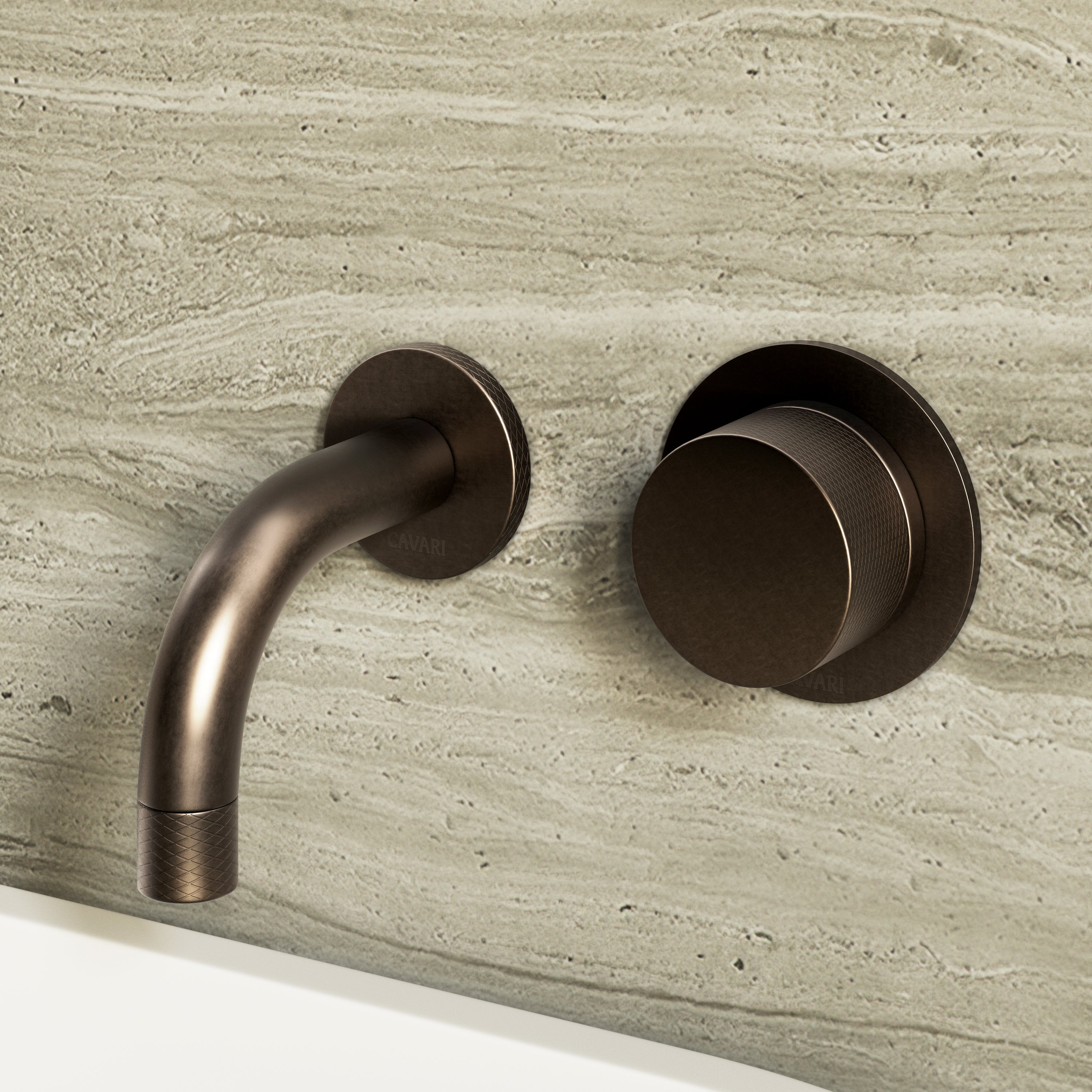 Image of Strata Single Handle Short Spout Wall Mounted Basin Mixer Tap with Backplate