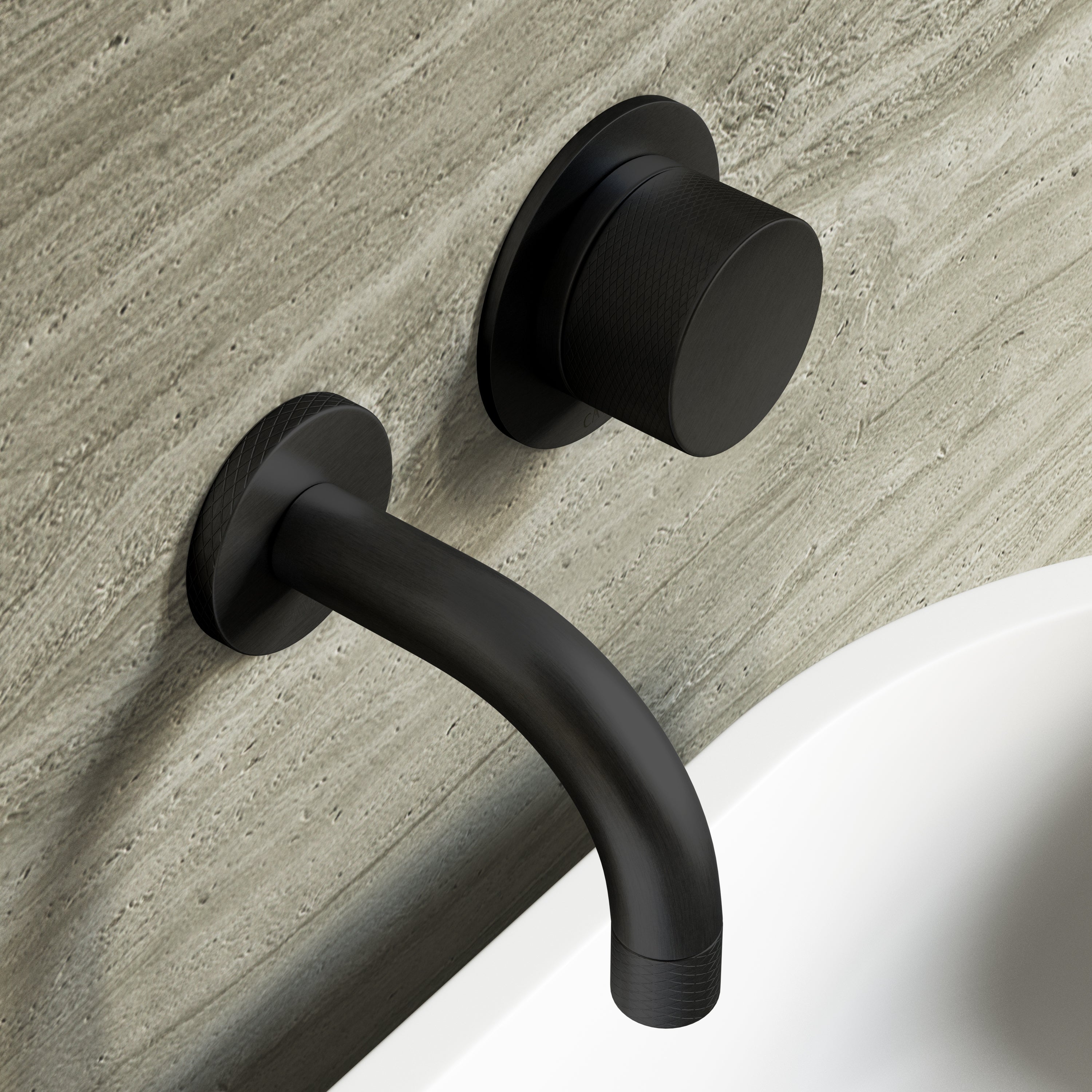Image of Strata Single Handle Short Spout Wall Mounted Basin Mixer Tap with Backplate