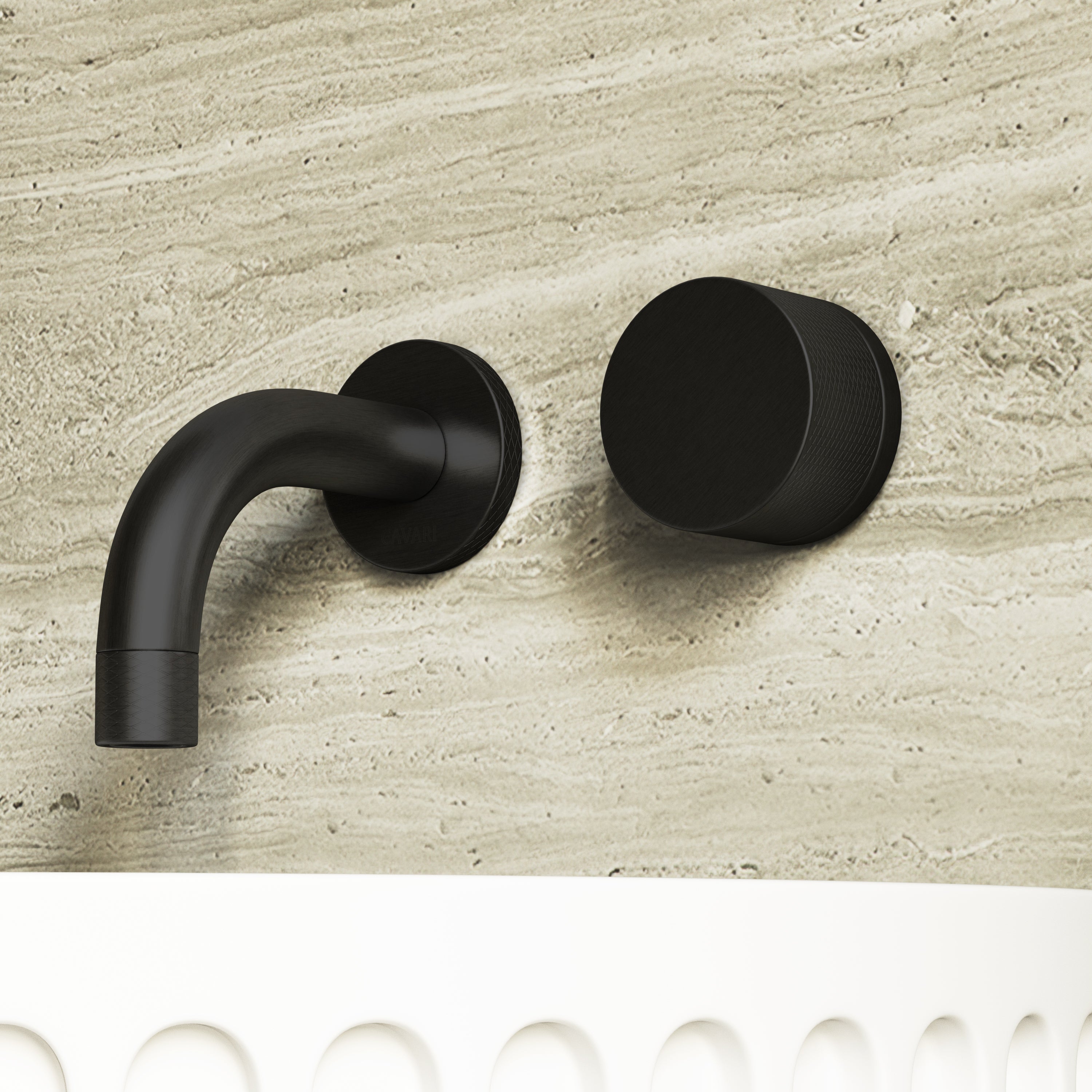 Image of Strata Single Handle Short Spout Wall Mounted Basin Mixer Tap