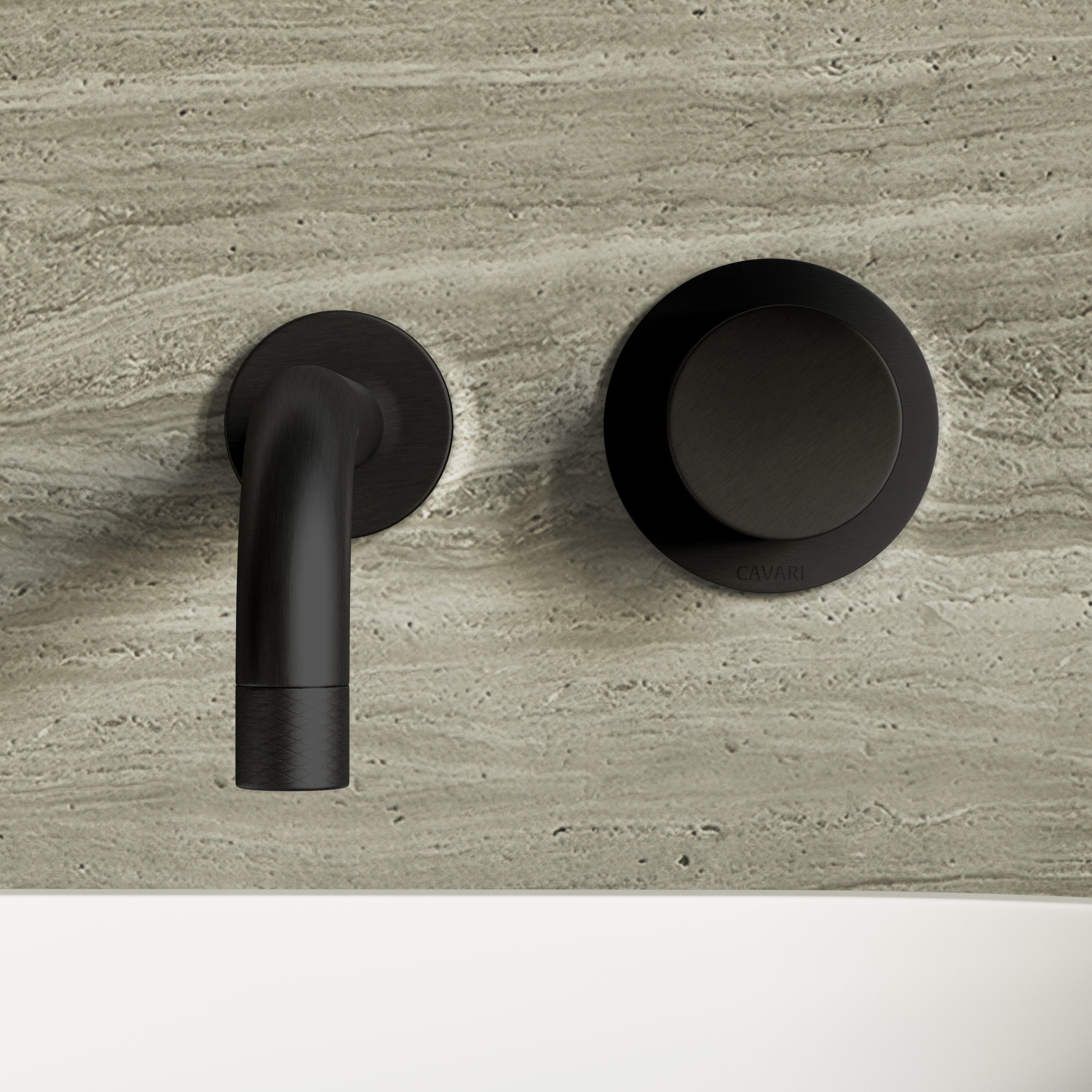 Image of Strata Single Handle Long Spout Wall Mounted Basin Mixer Tap with Backplate