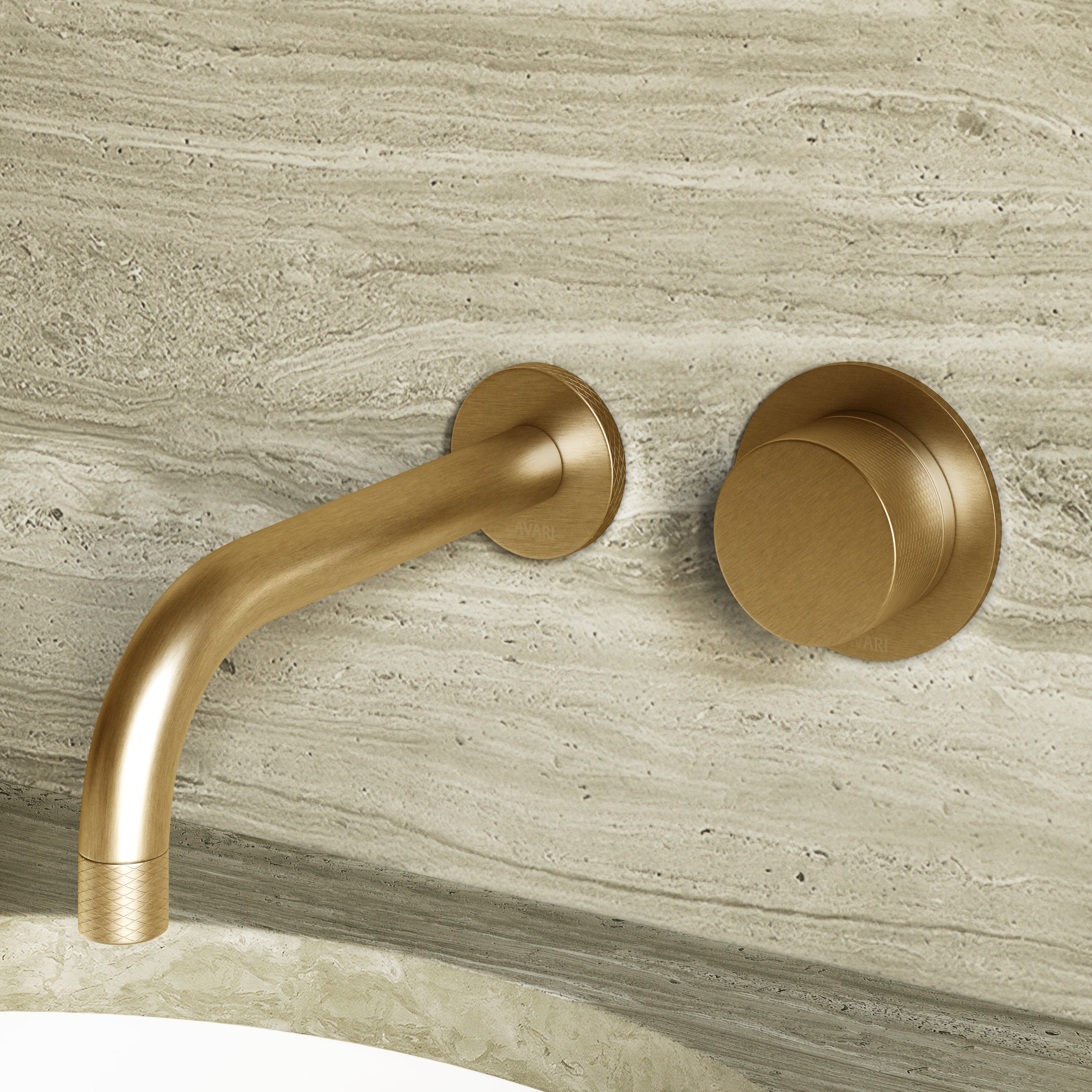 Image of Strata Single Handle Long Spout Wall Mounted Bath Mixer Tap with Backplate