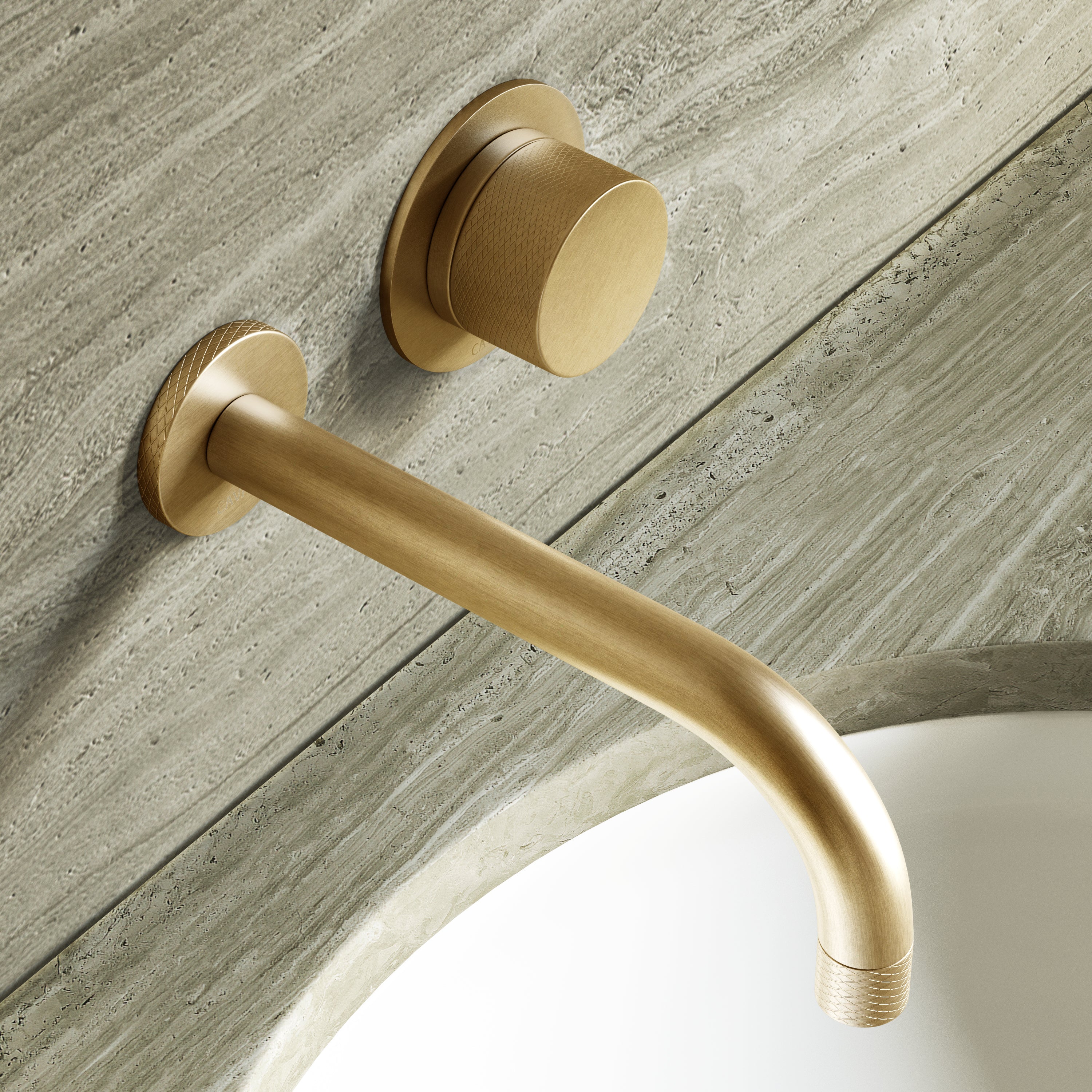 Image of Strata Single Handle Long Spout Wall Mounted Bath Mixer Tap with Backplate