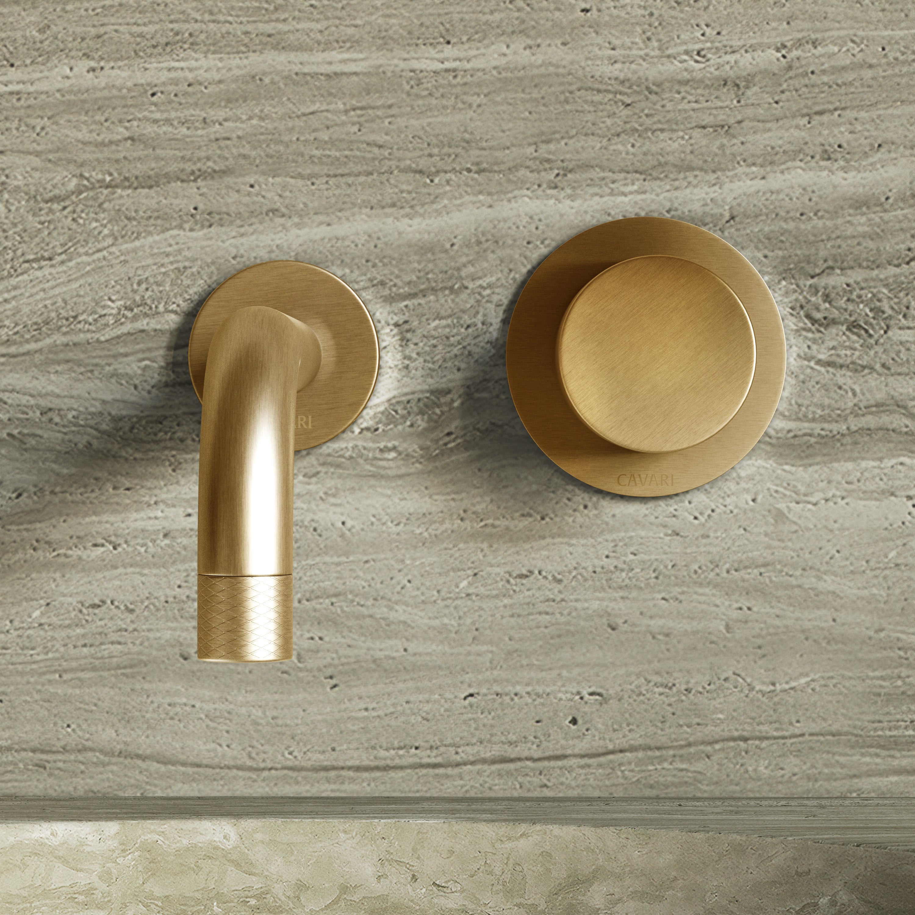 Image of Strata Single Handle Long Spout Wall Mounted Bath Mixer Tap with Backplate