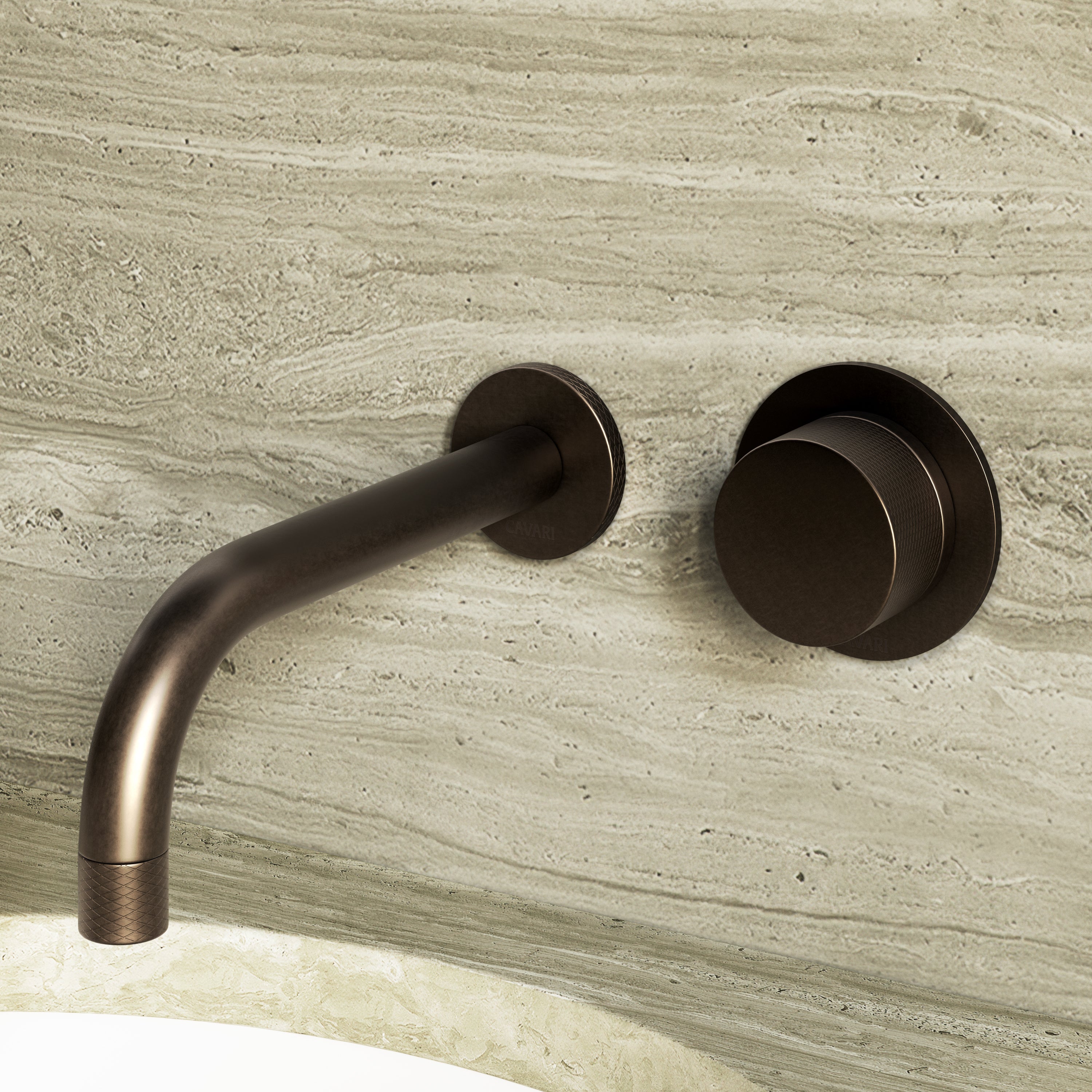 Image of Strata Single Handle Long Spout Wall Mounted Bath Mixer Tap with Backplate