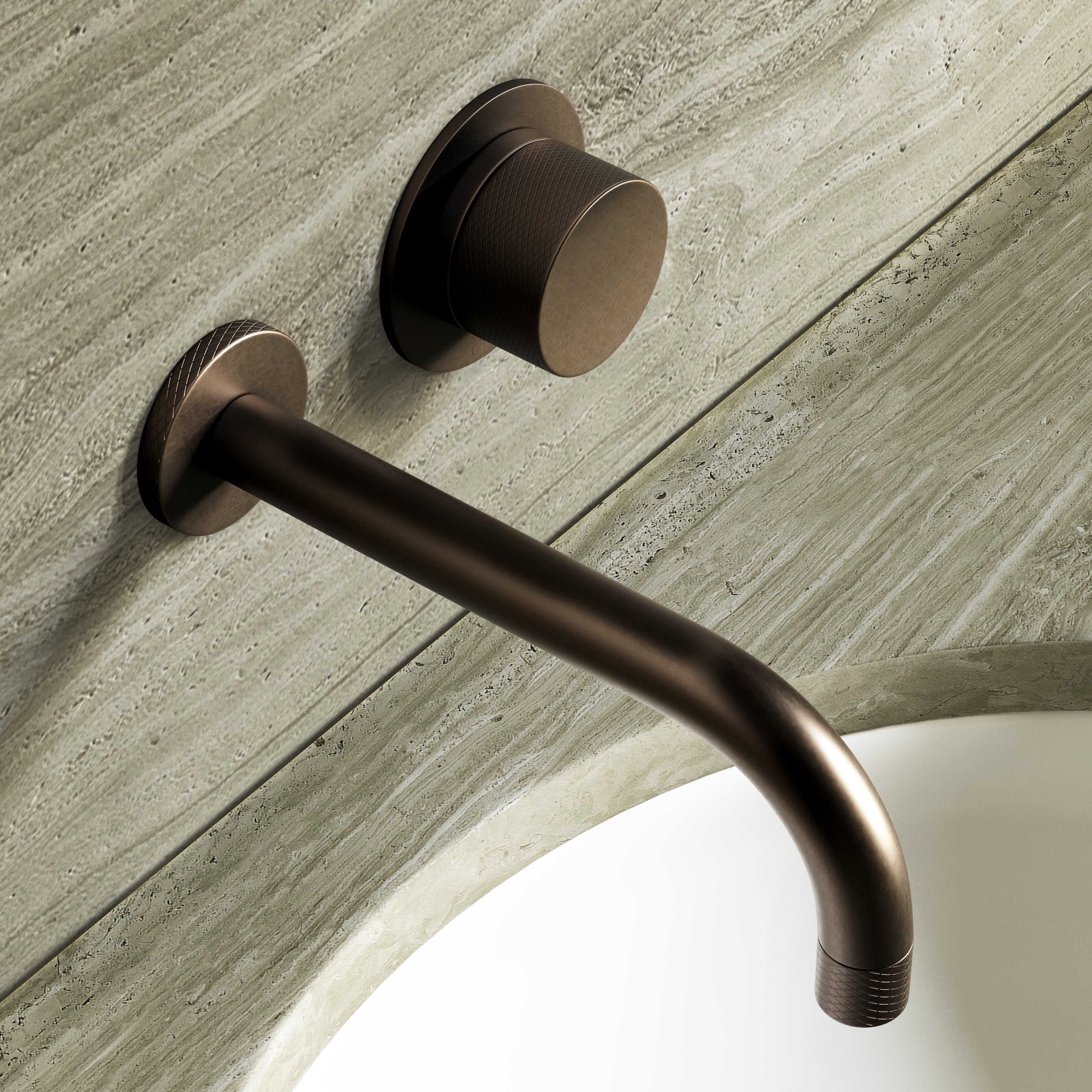 Image of Strata Single Handle Long Spout Wall Mounted Bath Mixer Tap with Backplate