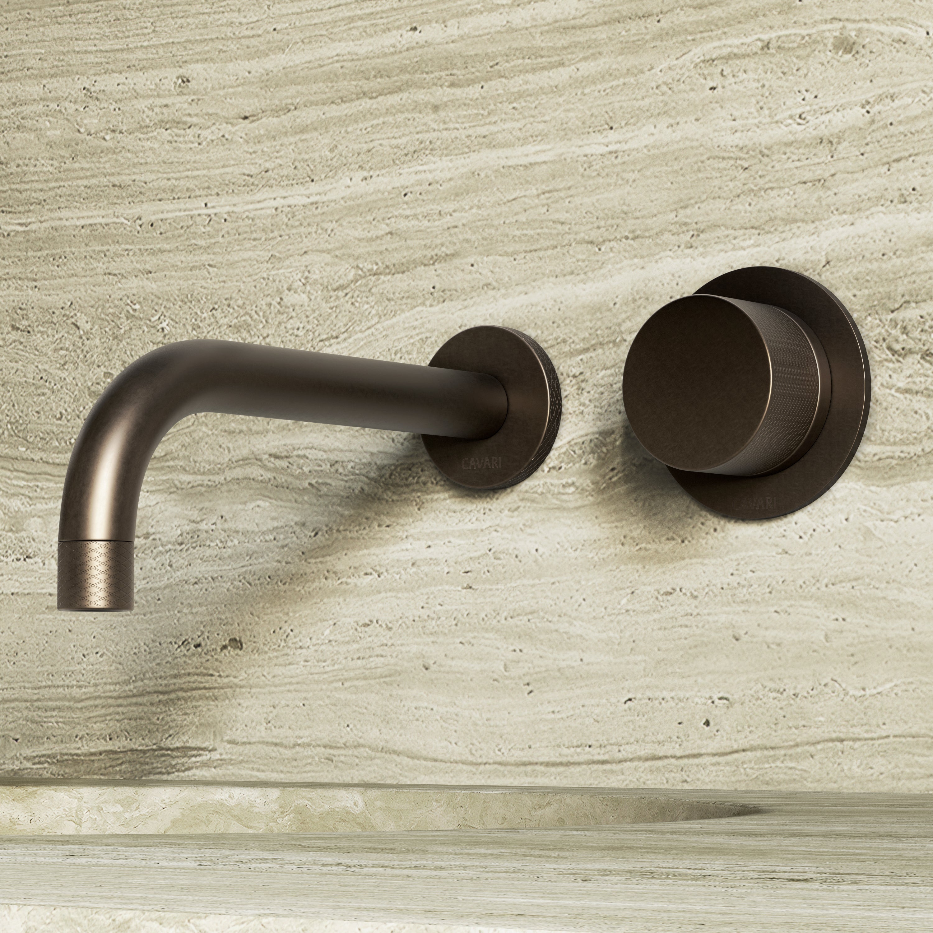 Image of Strata Single Handle Long Spout Wall Mounted Bath Mixer Tap with Backplate