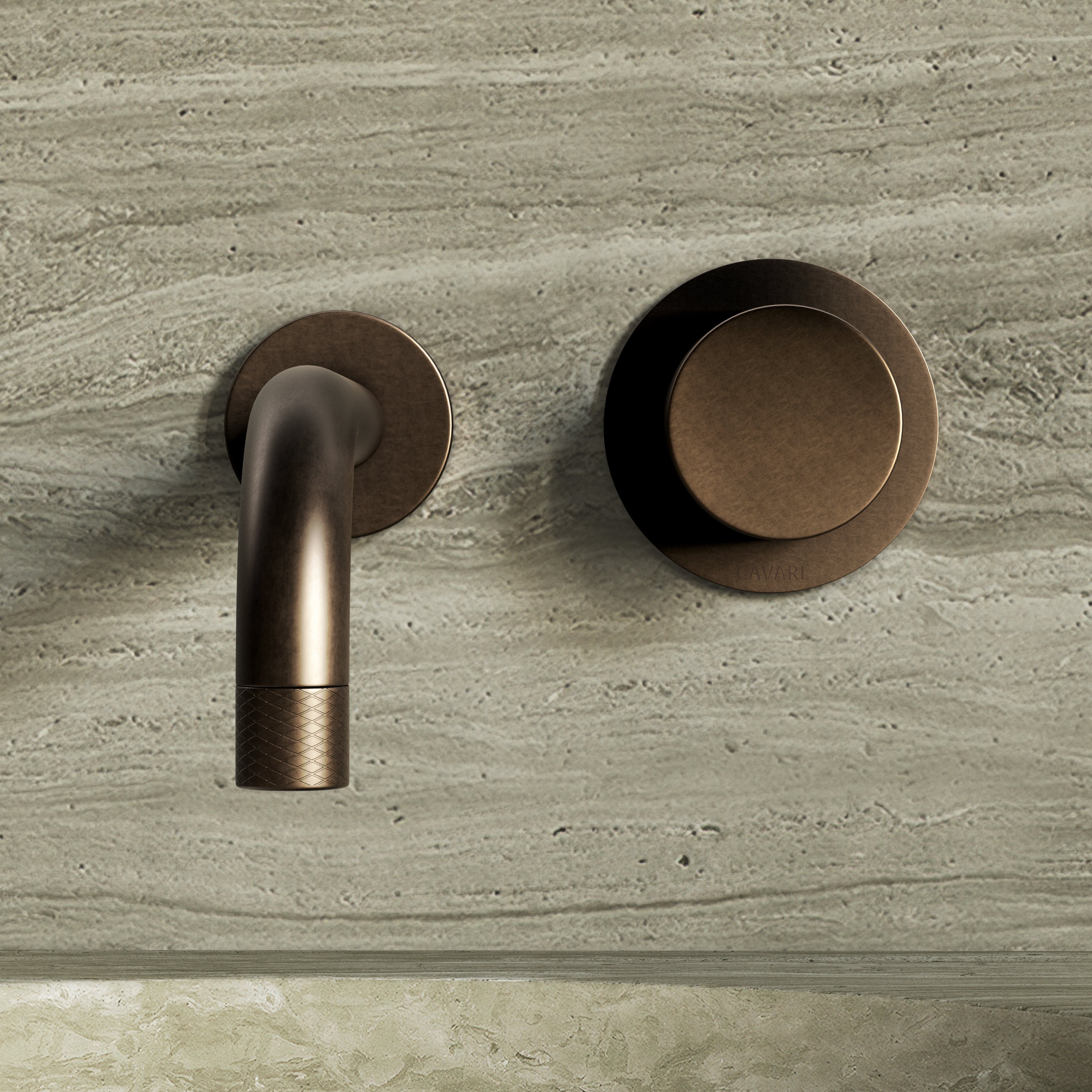 Image of Strata Single Handle Long Spout Wall Mounted Bath Mixer Tap with Backplate