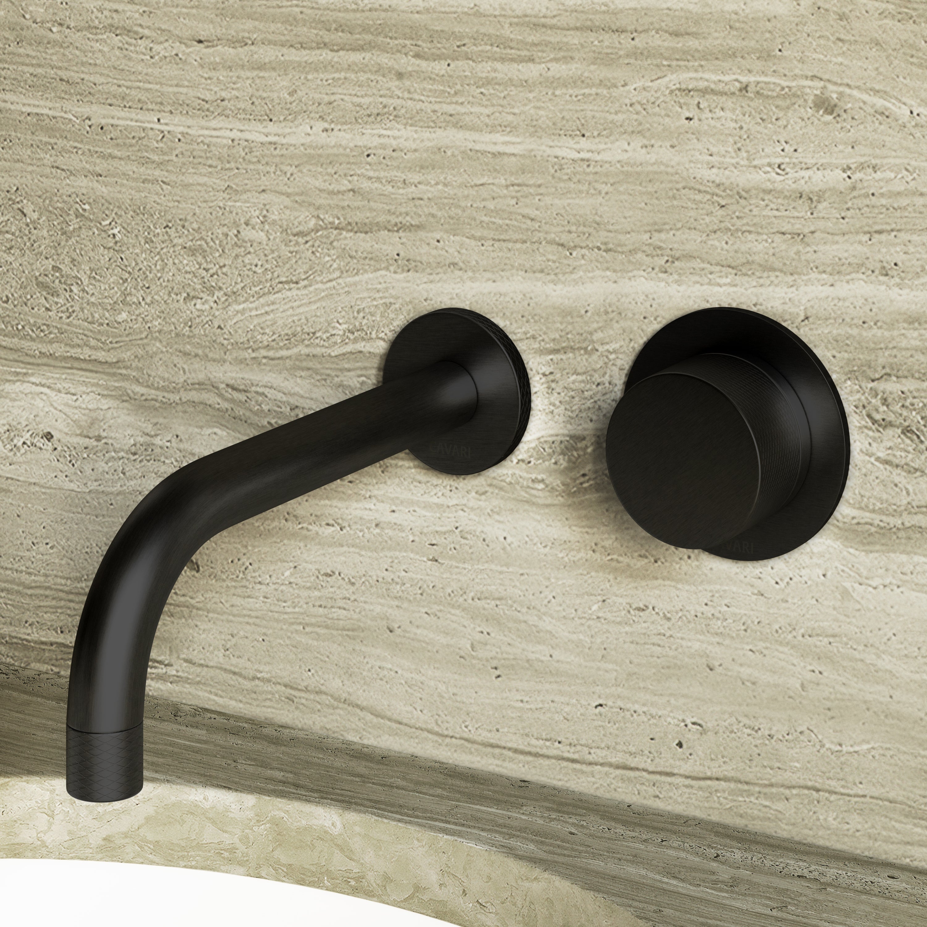 Image of Strata Single Handle Long Spout Wall Mounted Bath Mixer Tap with Backplate