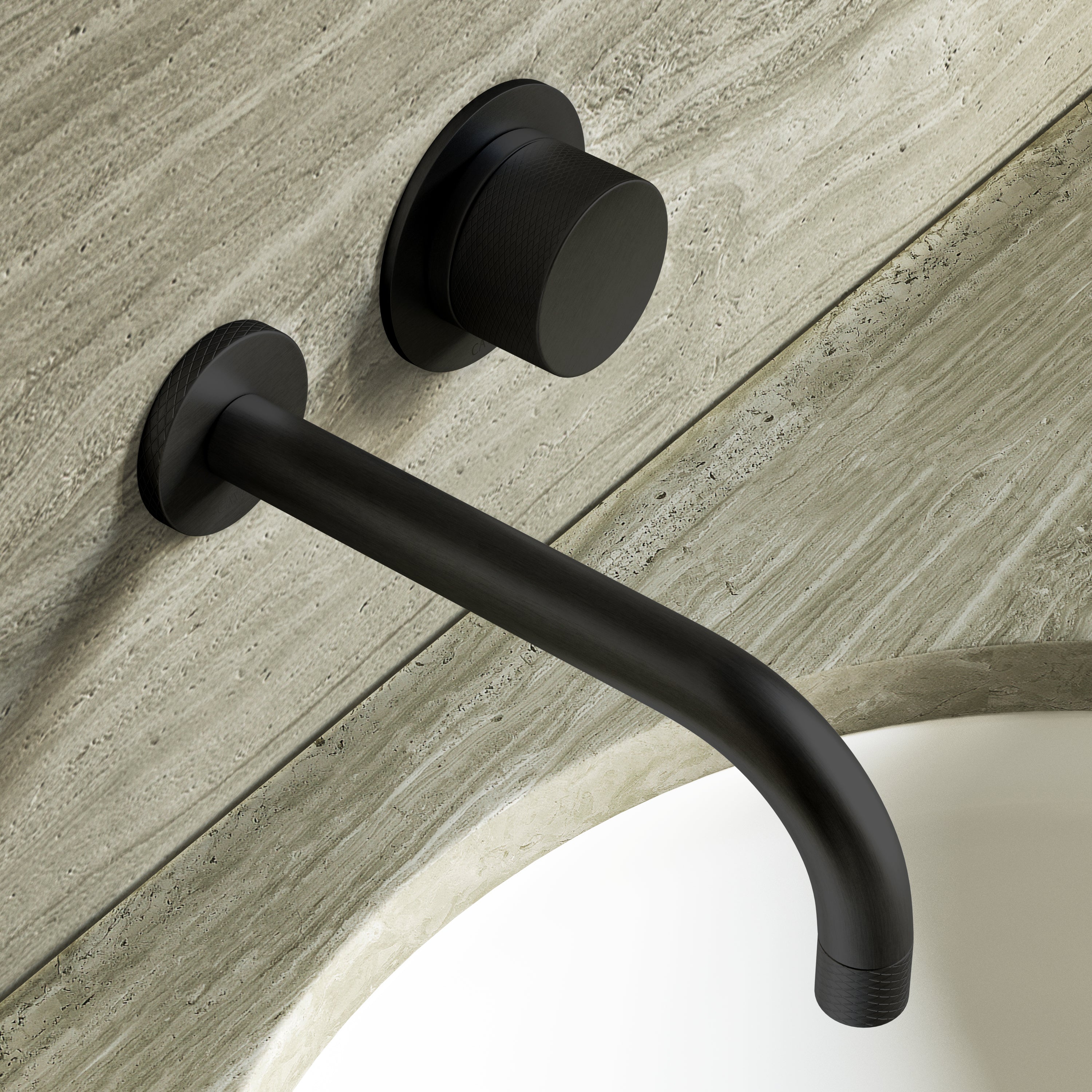 Image of Strata Single Handle Long Spout Wall Mounted Bath Mixer Tap with Backplate