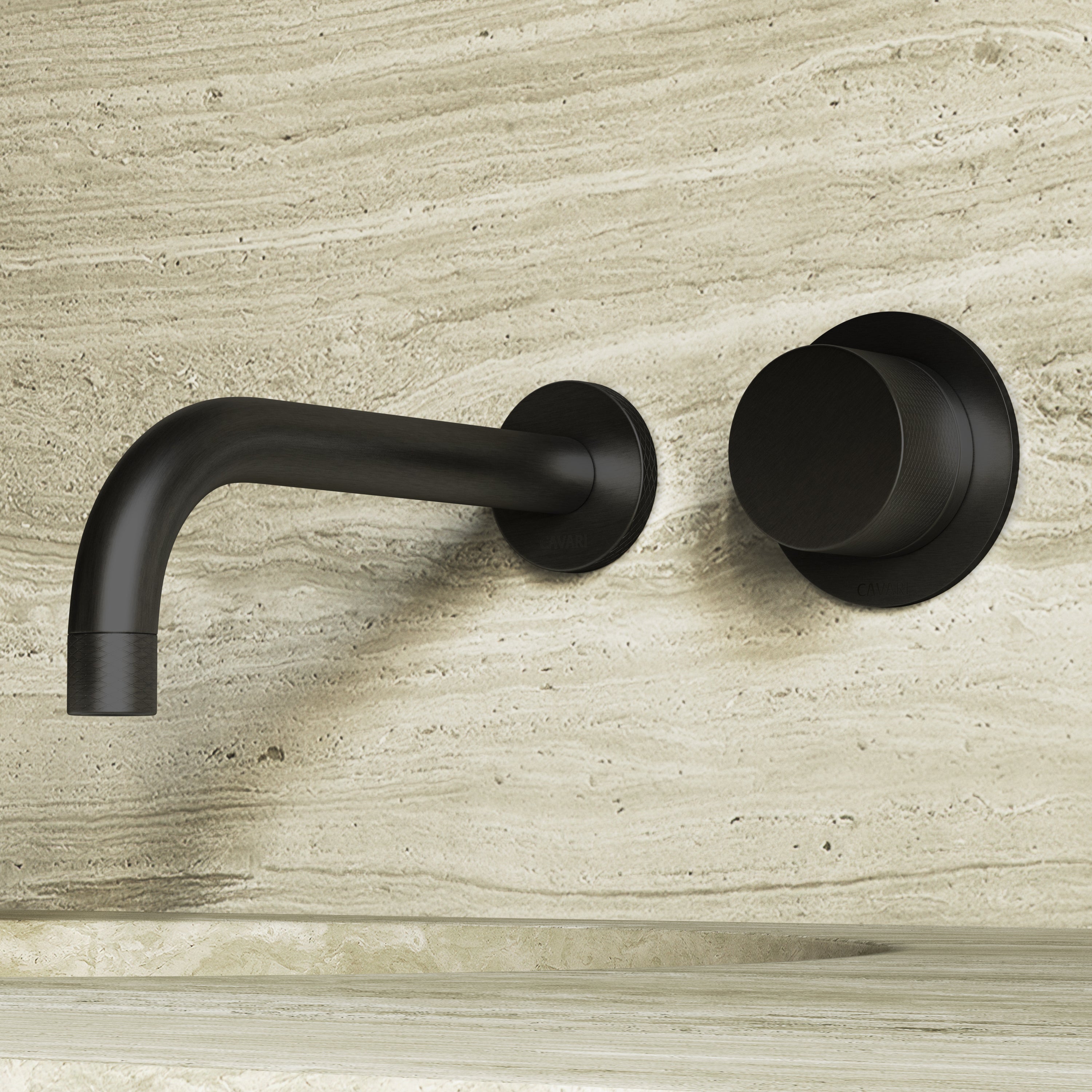 Image of Strata Single Handle Long Spout Wall Mounted Bath Mixer Tap with Backplate