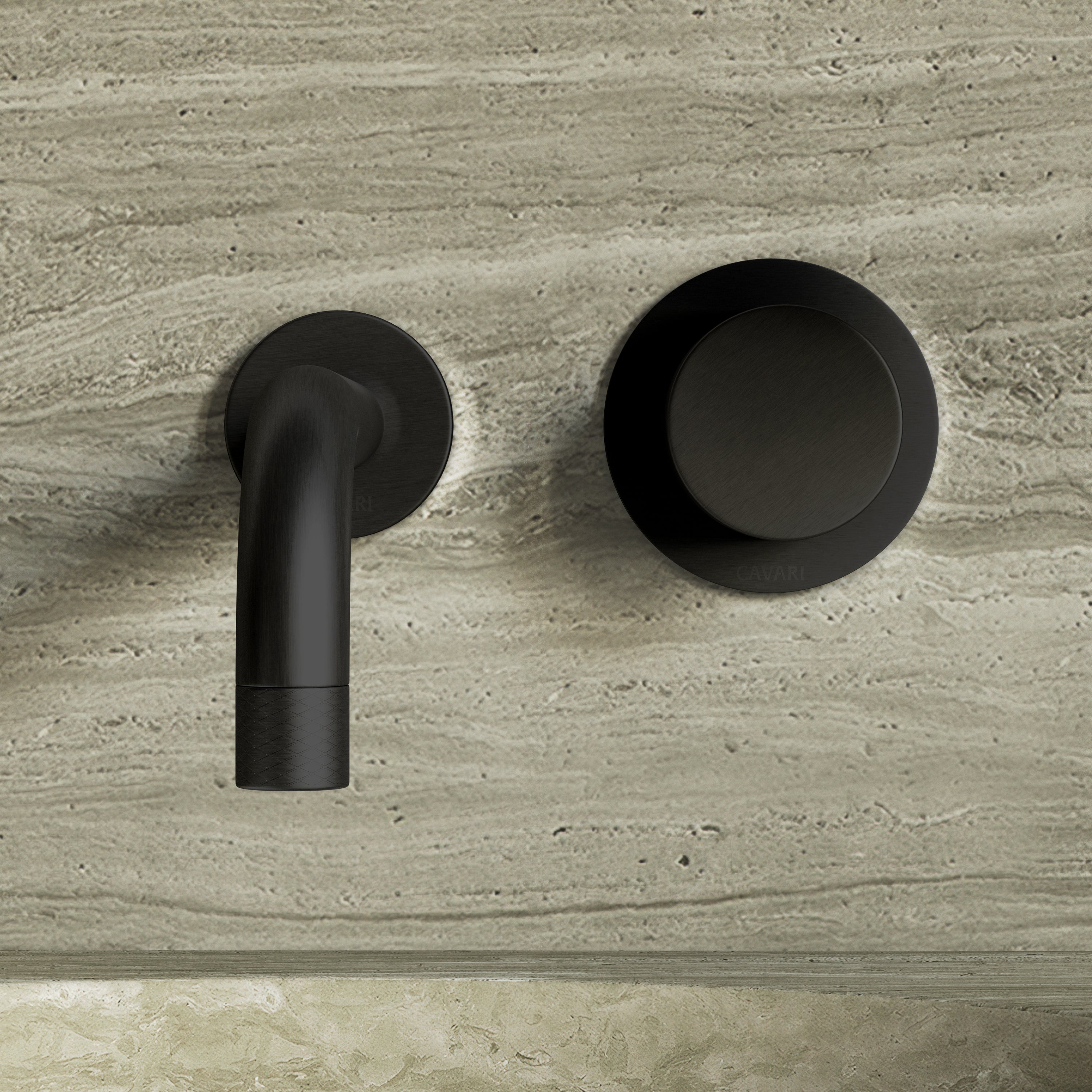 Image of Strata Single Handle Long Spout Wall Mounted Bath Mixer Tap with Backplate