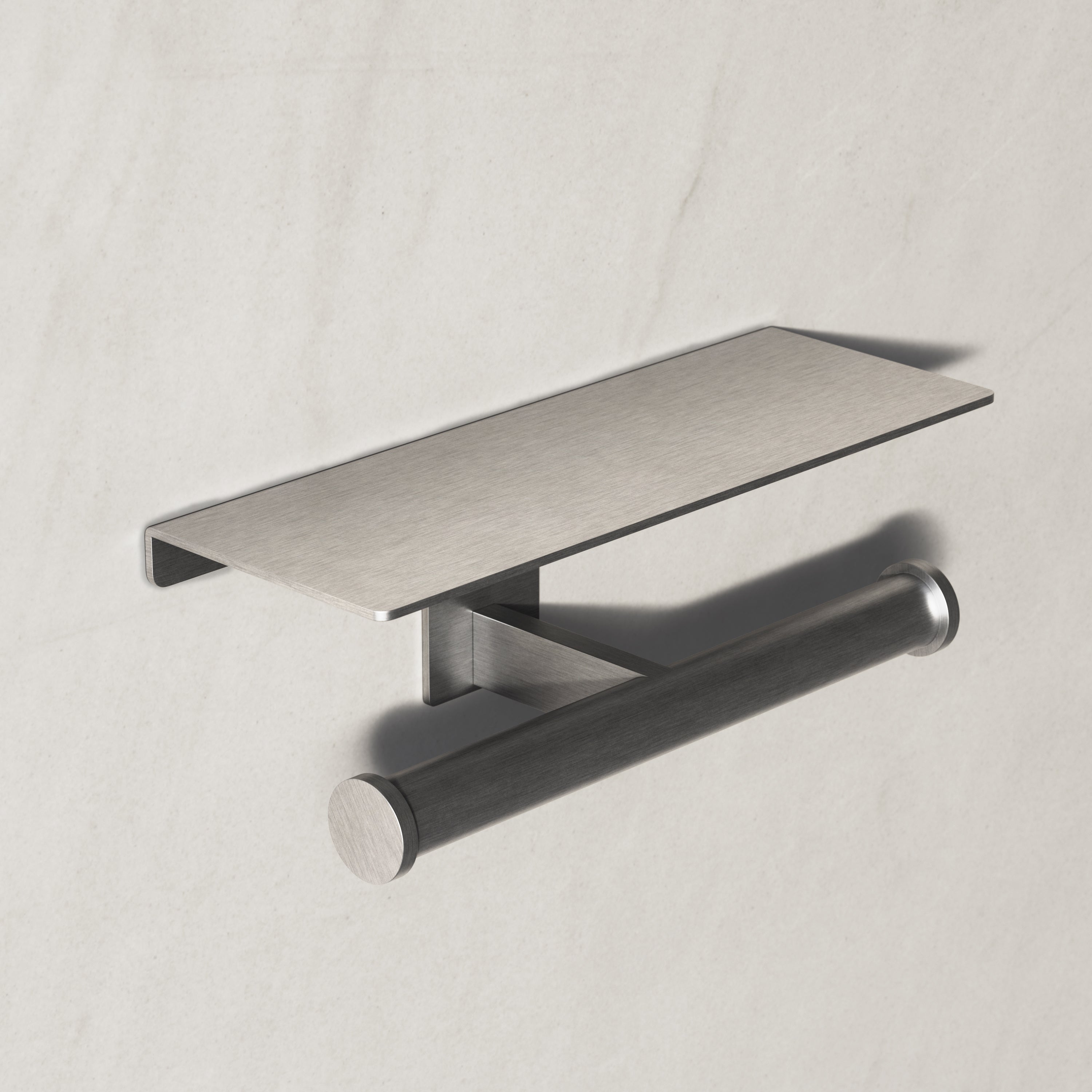 Image of Double Toilet Roll Holder with Shelf