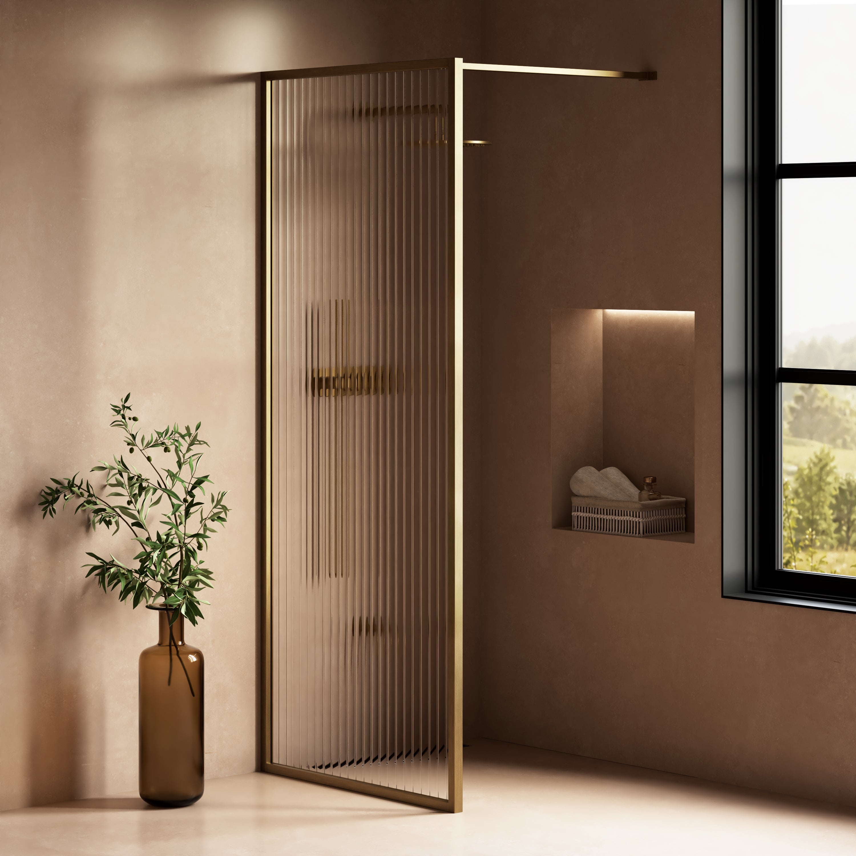 Image of Elara Reeded Shower Screen