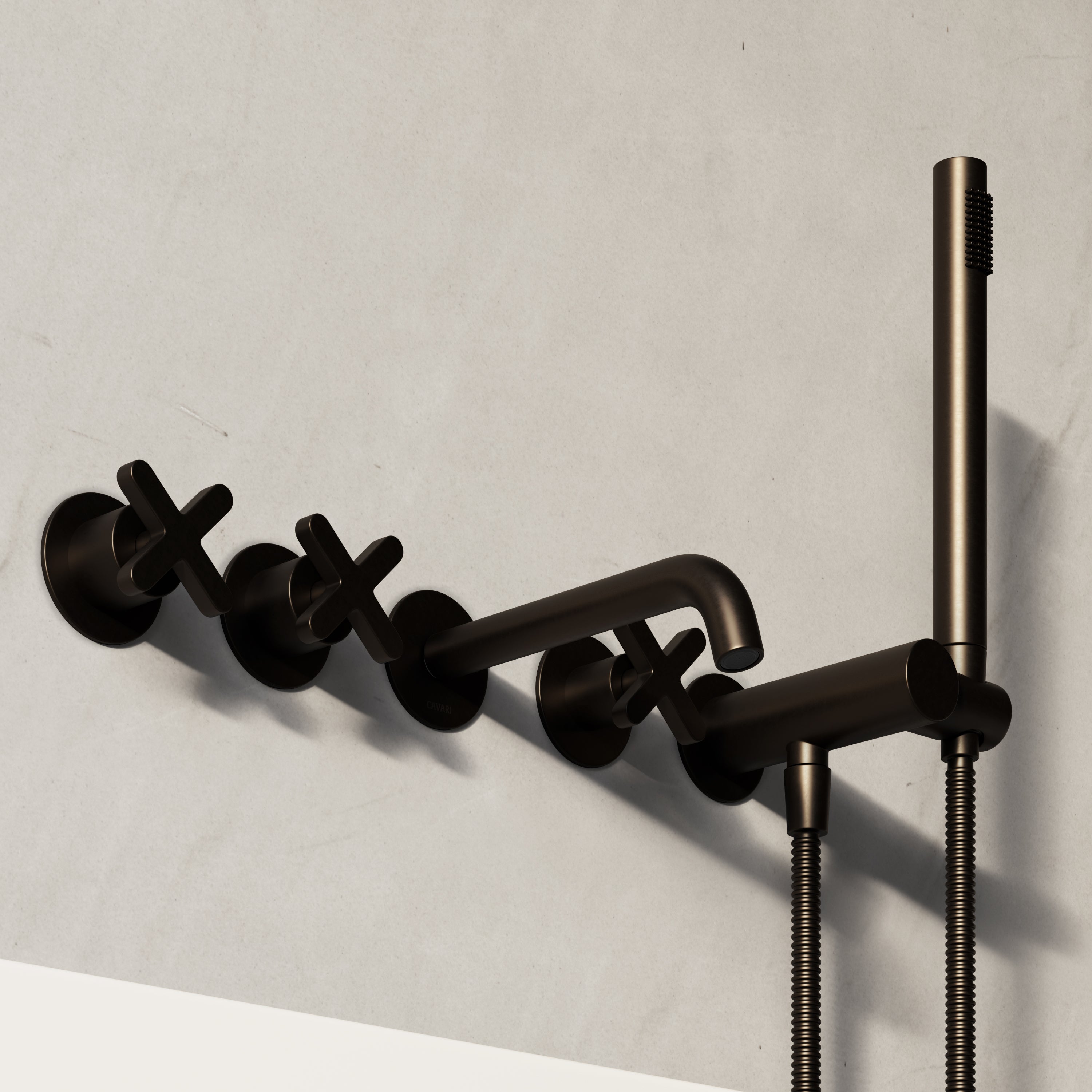 Image of Axiom Wall Mounted Bath Mixer with Hand Shower