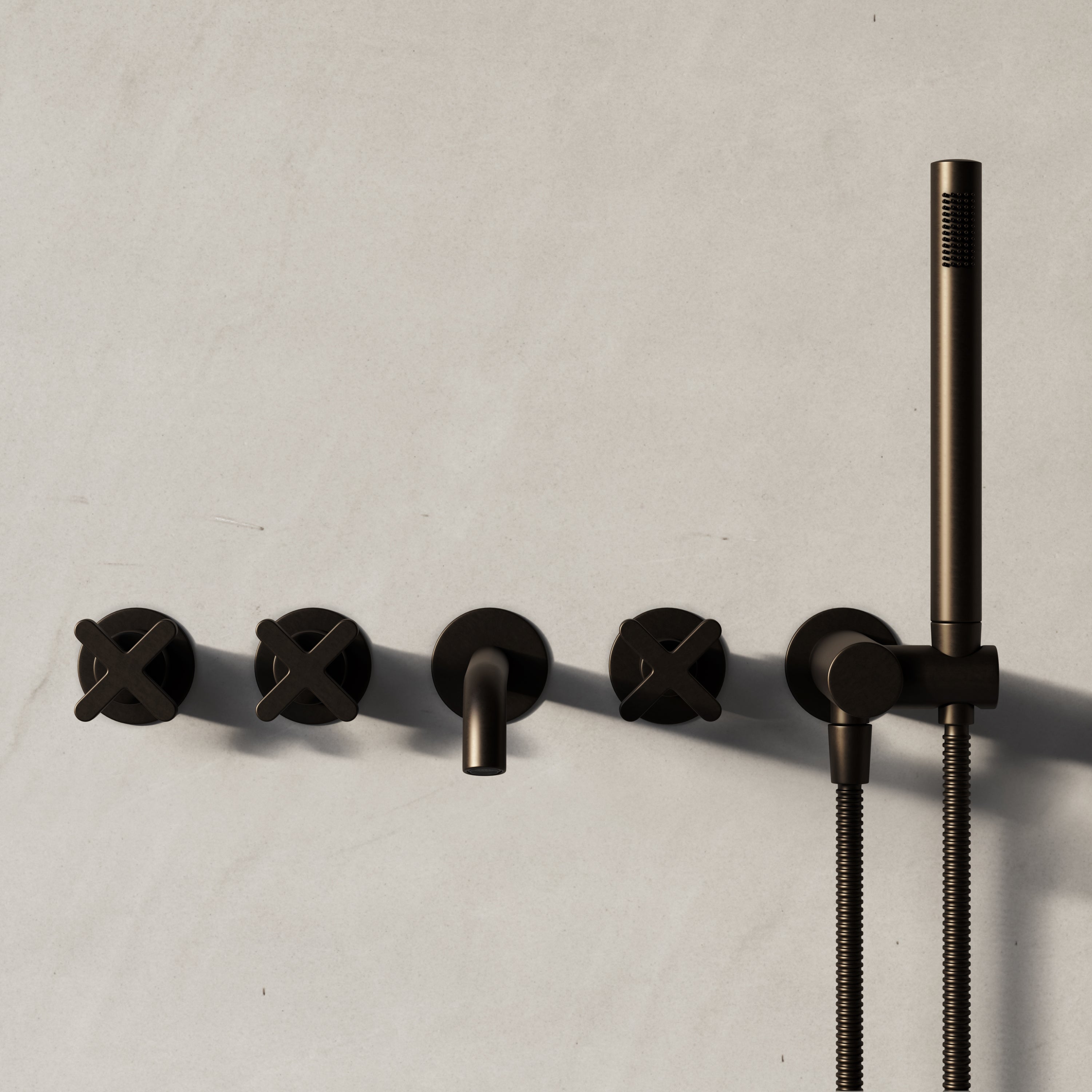 Image of Axiom Wall Mounted Bath Mixer with Hand Shower