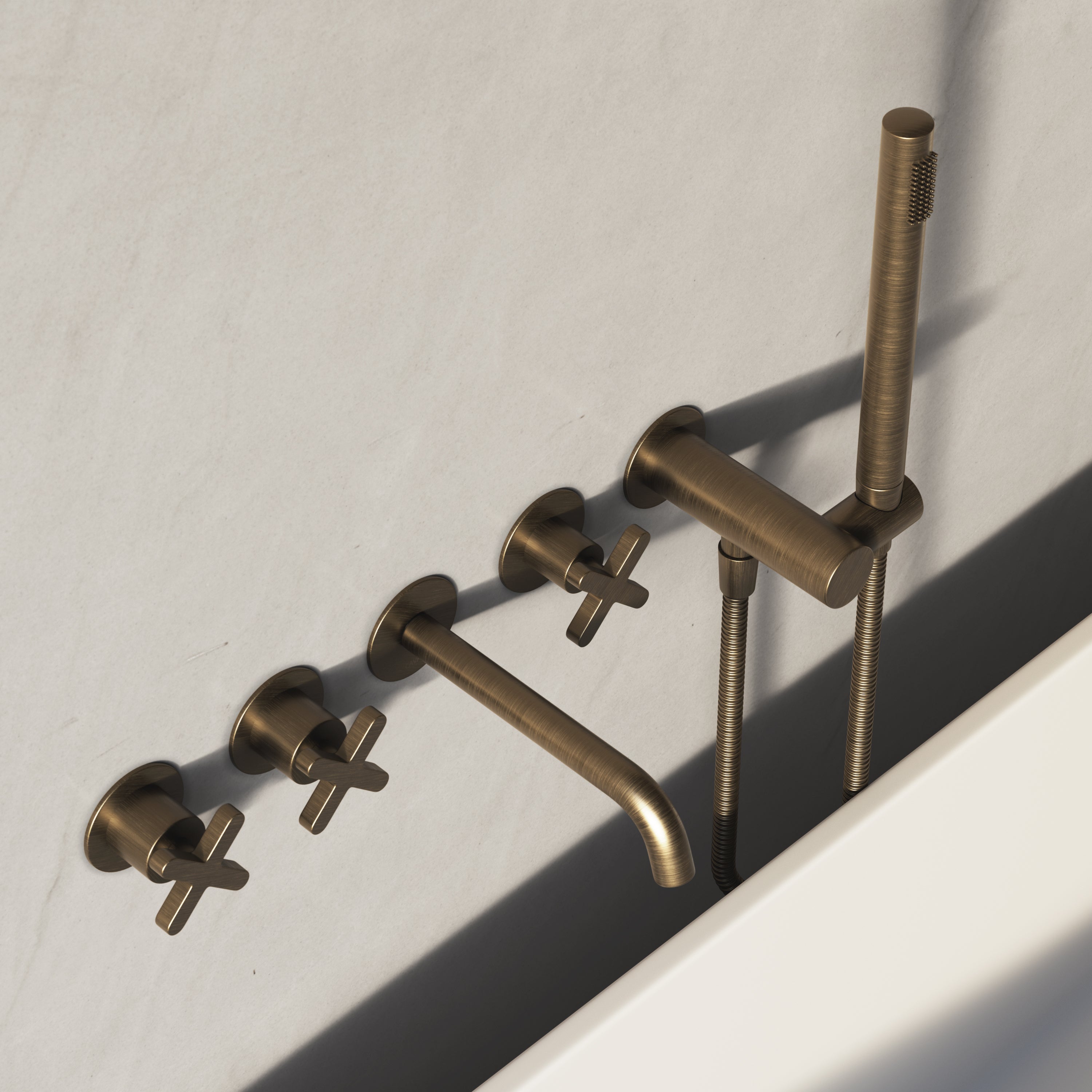 Image of Axiom Wall Mounted Bath Mixer with Hand Shower