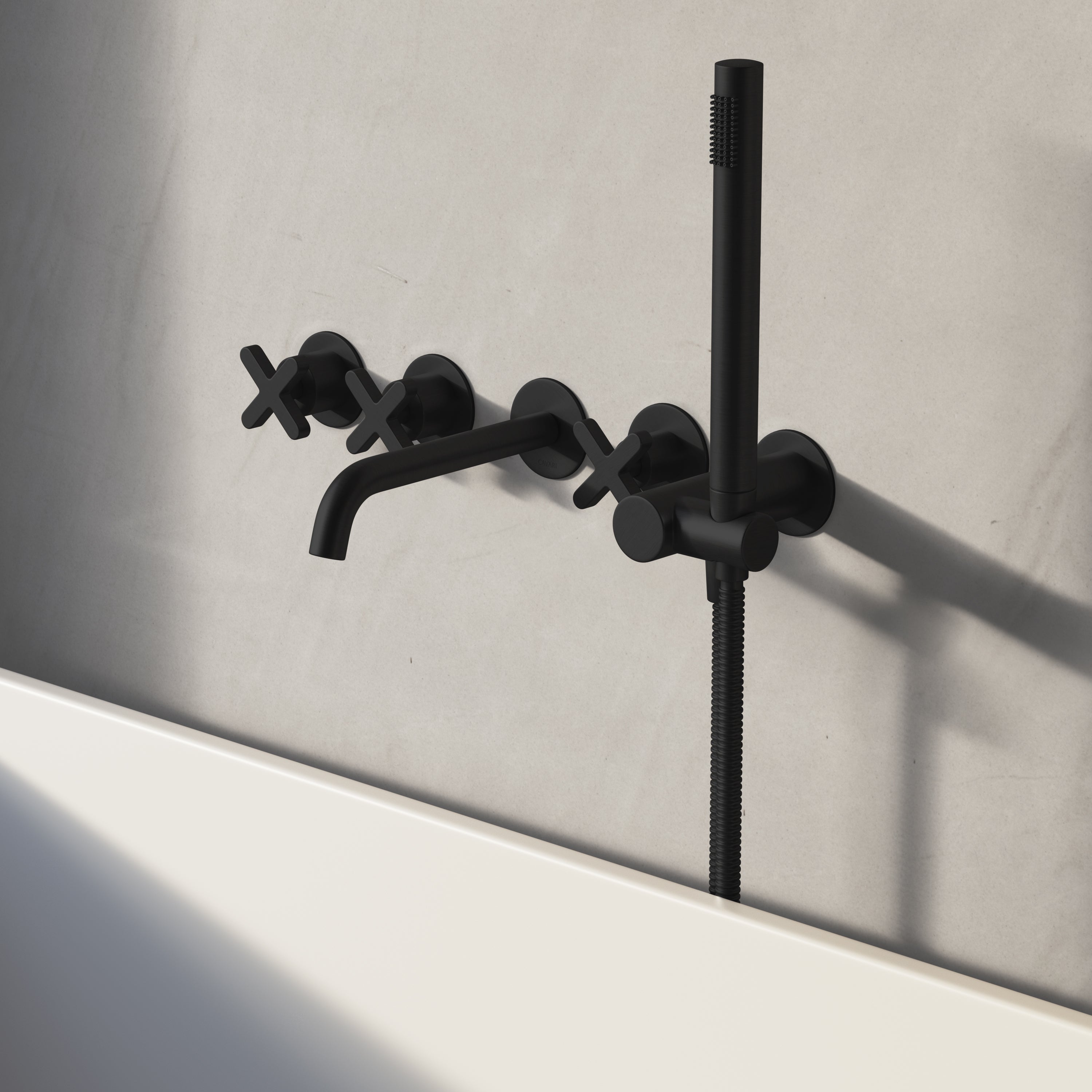 Image of Axiom Wall Mounted Bath Mixer with Hand Shower