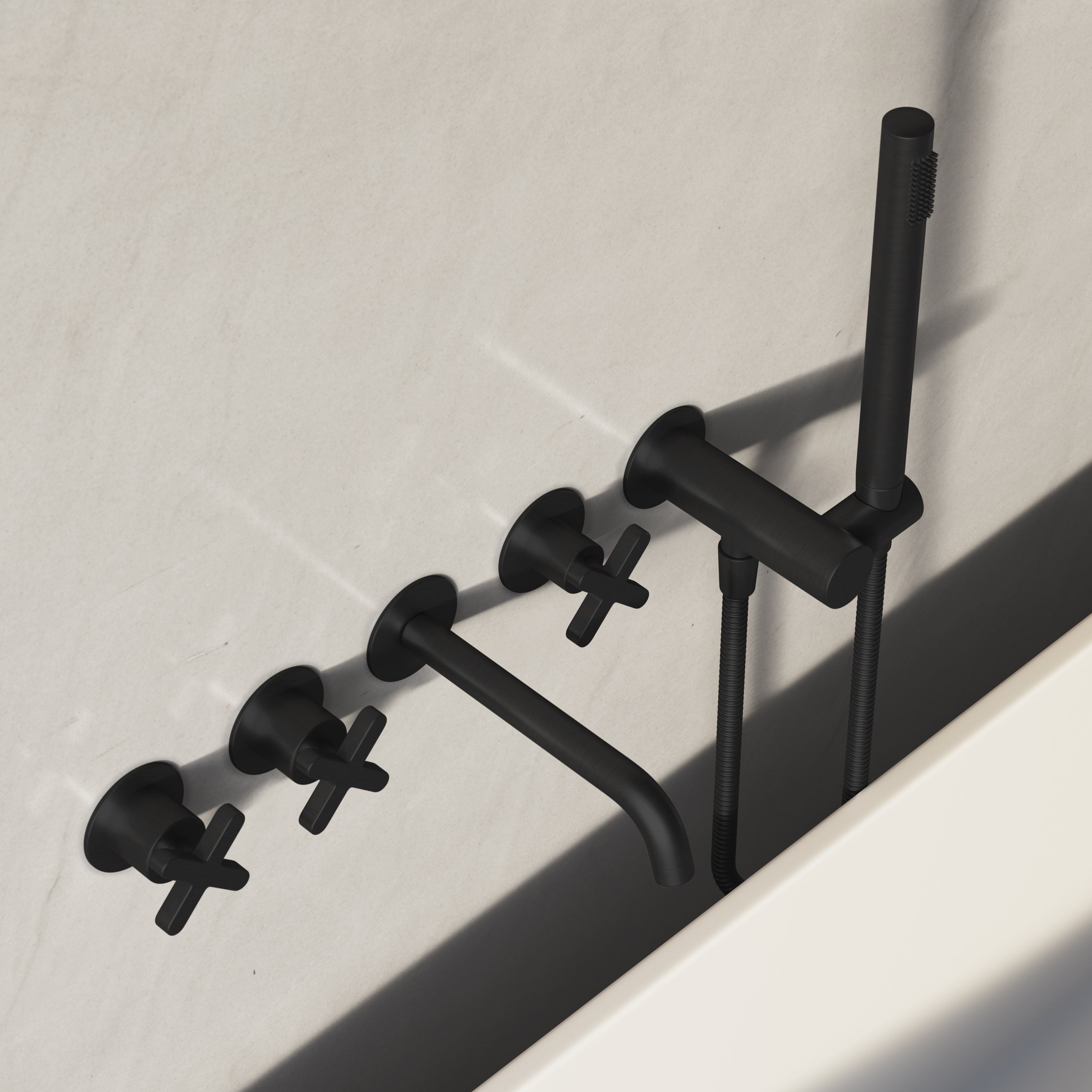 Image of Axiom Wall Mounted Bath Mixer with Hand Shower