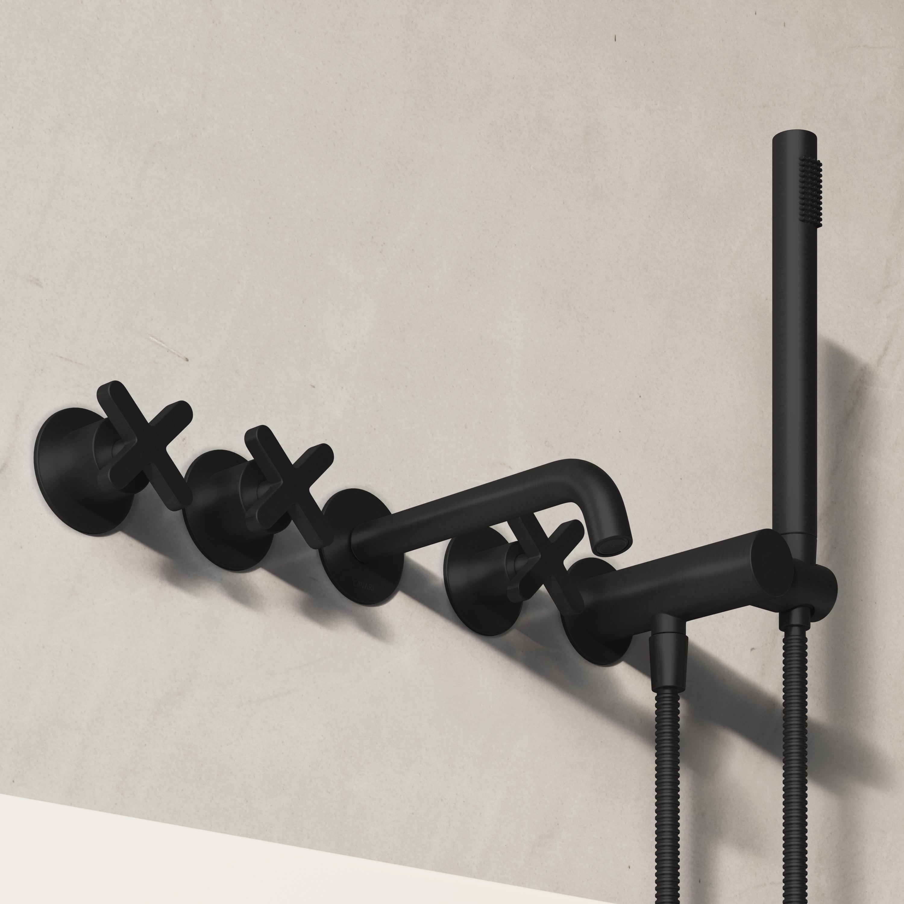 Image of Axiom Wall Mounted Bath Mixer with Hand Shower