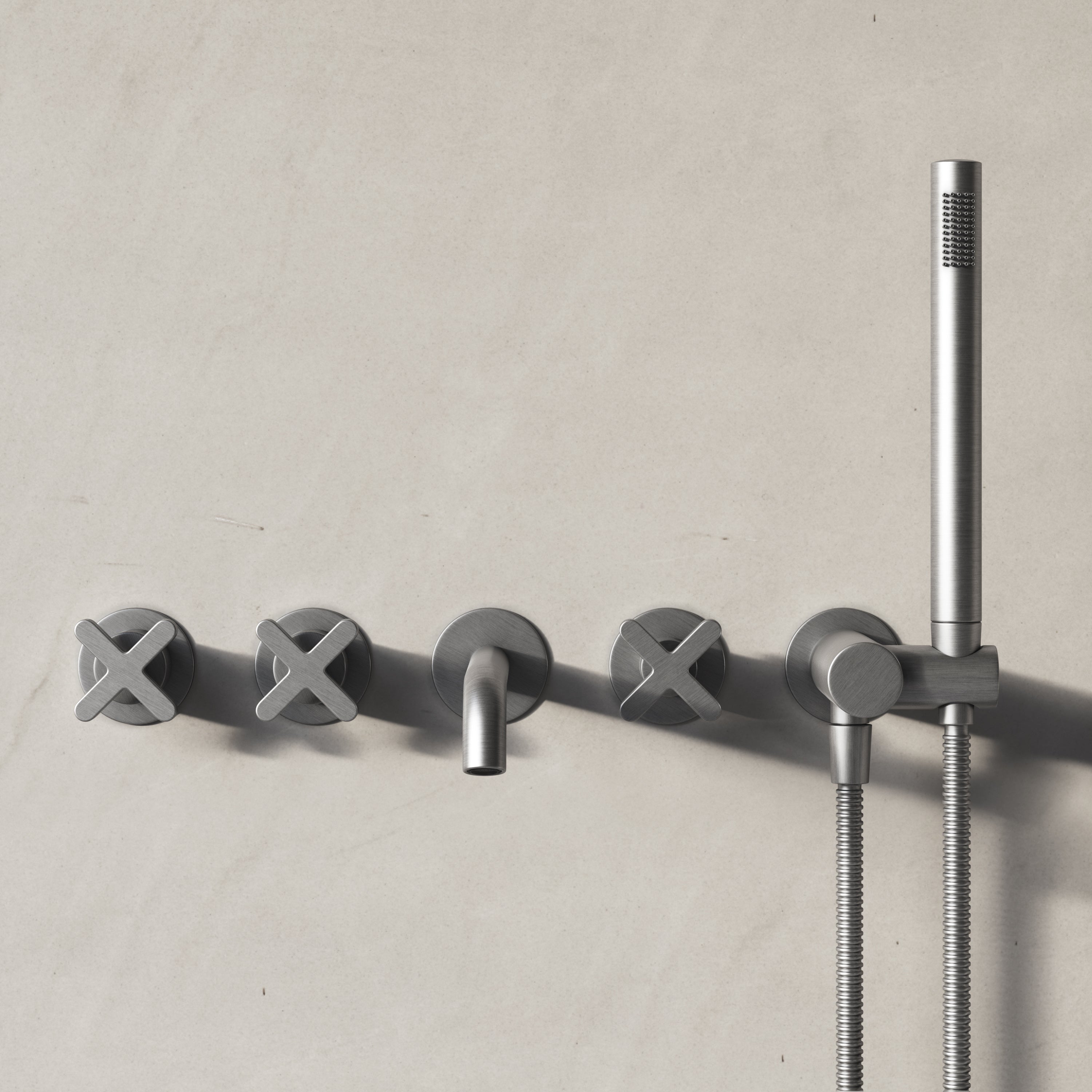 Image of Axiom Wall Mounted Bath Mixer with Hand Shower