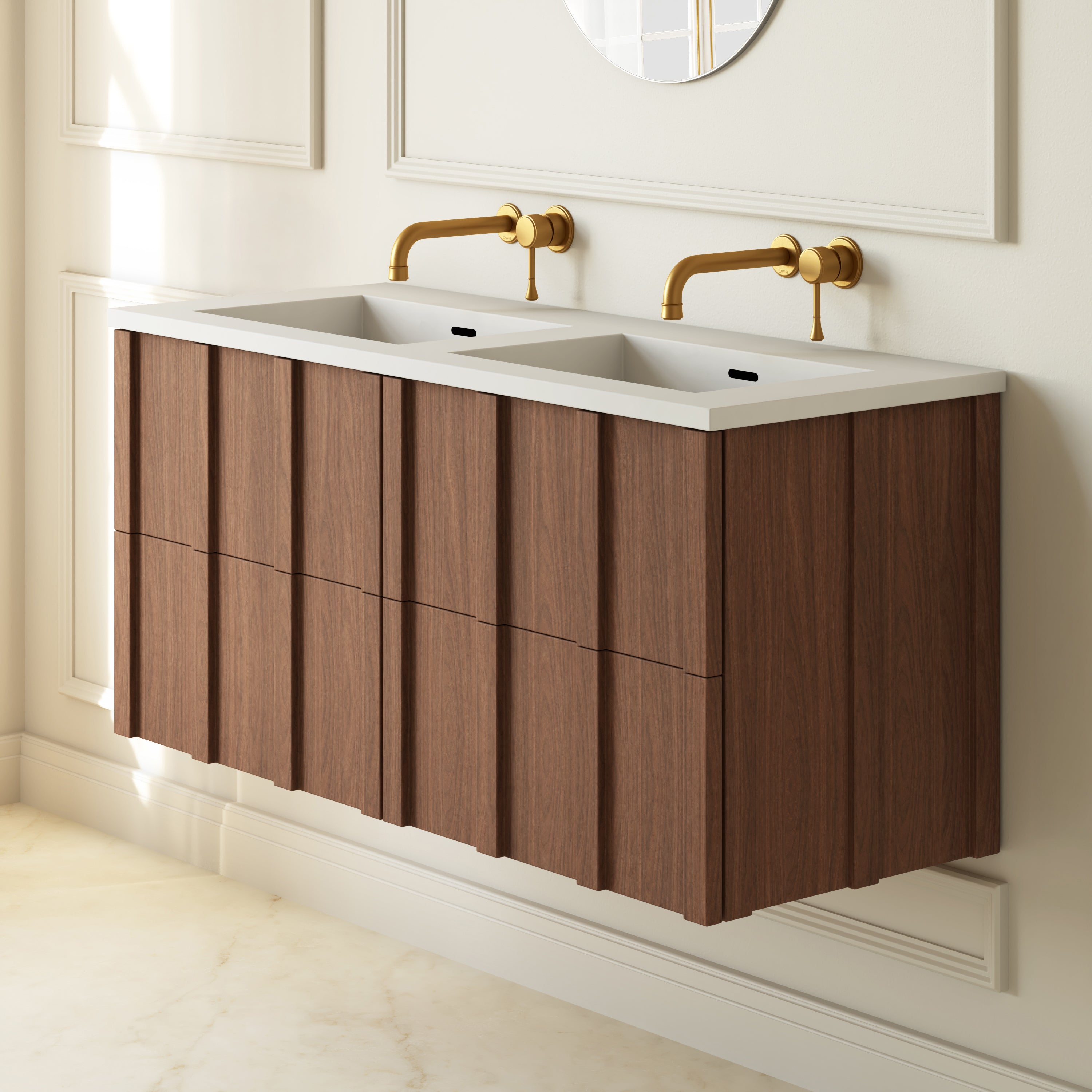 Image of Ledger Stone Double Basin Vanity Unit