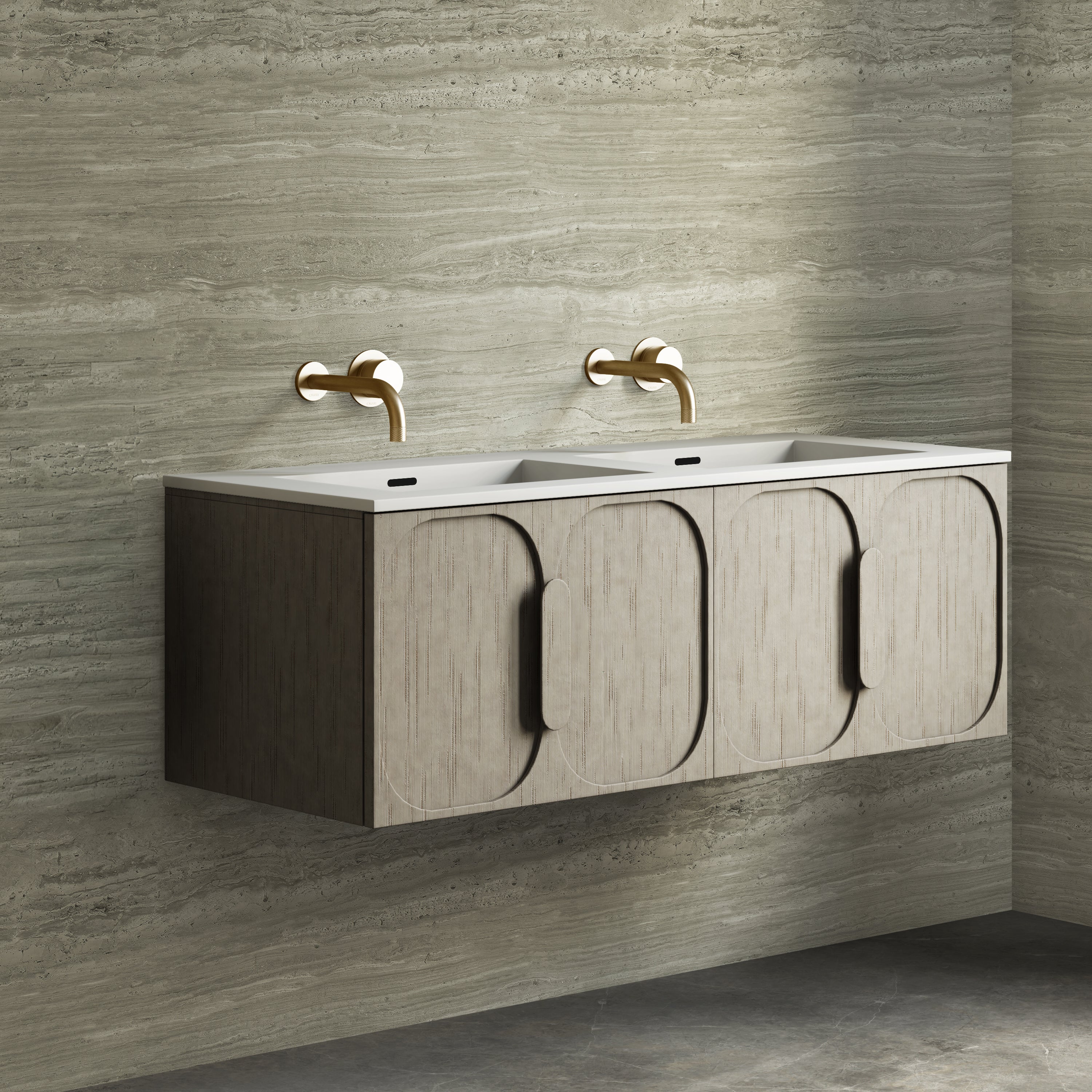Image of Portico Double Basin Stone Vanity Unit
