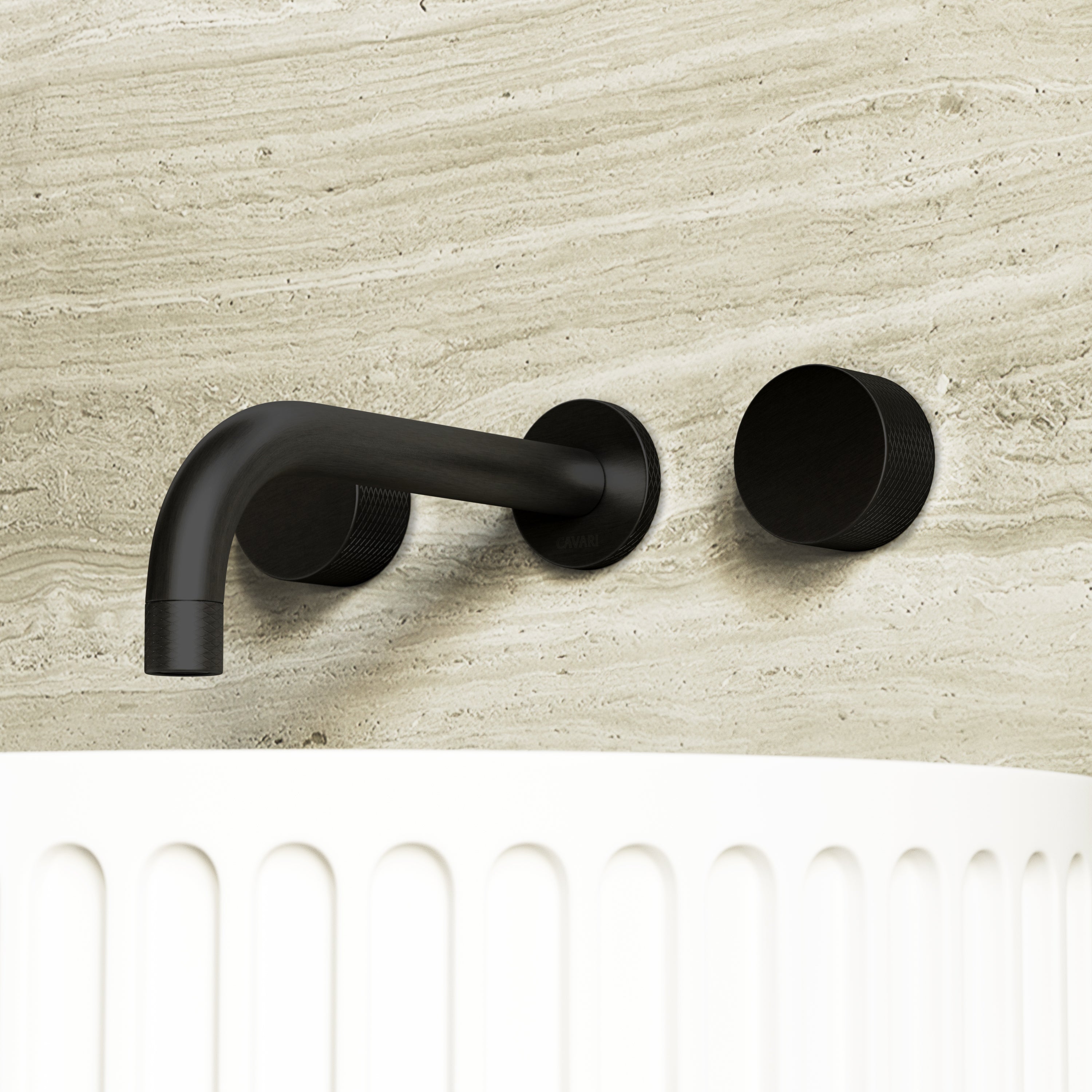 Image of Strata Wall Mounted Basin Tap – Double Handle, Long Spout