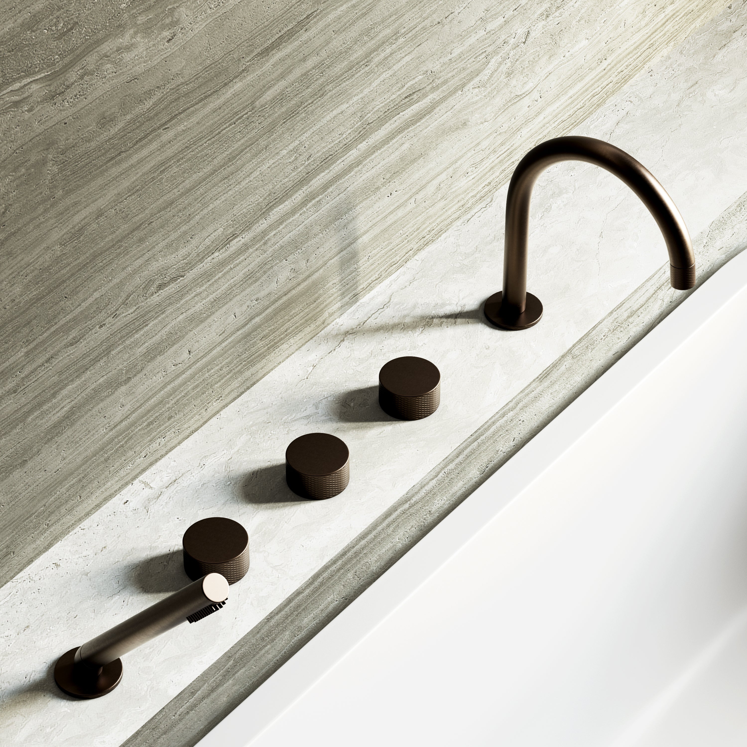 Image of Strata 5 Piece Bath Set with Hand Shower