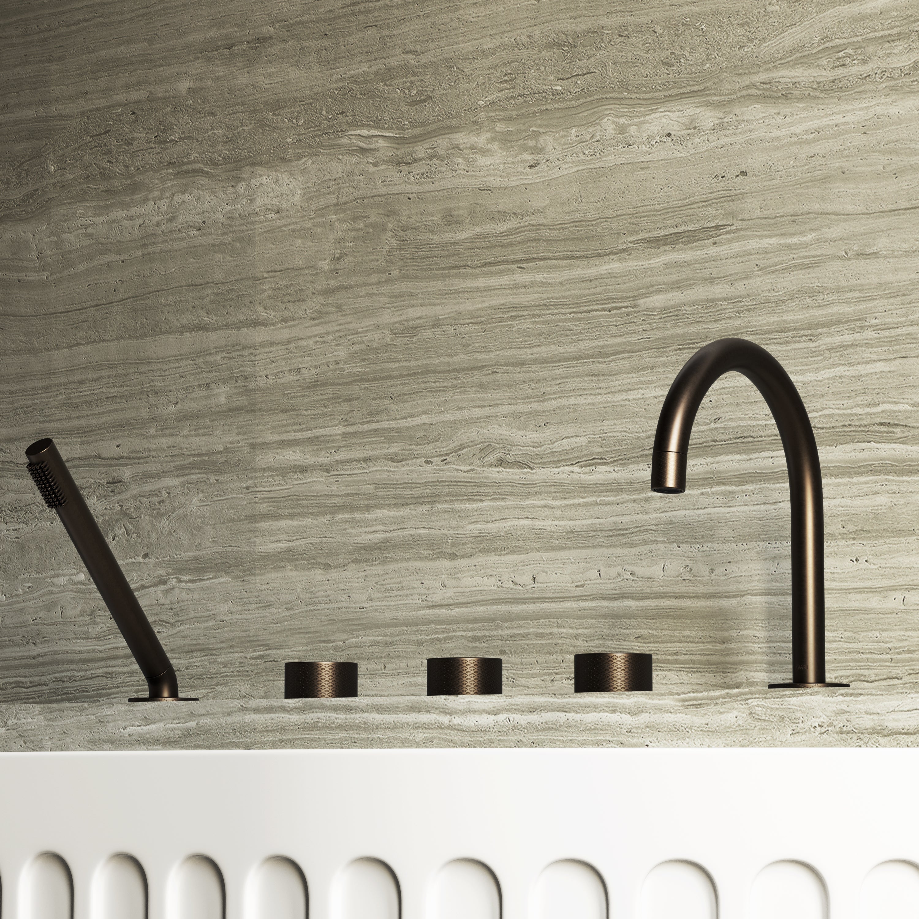 Image of Strata 5 Piece Bath Set with Hand Shower