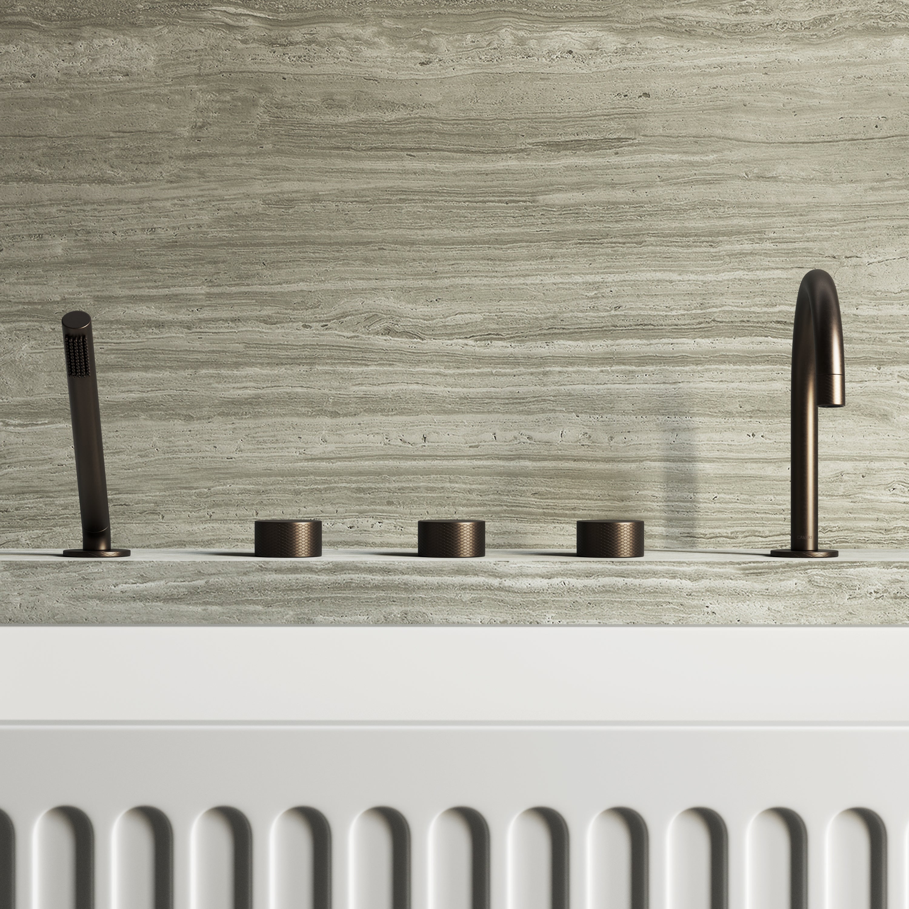 Image of Strata 5 Piece Bath Set with Hand Shower