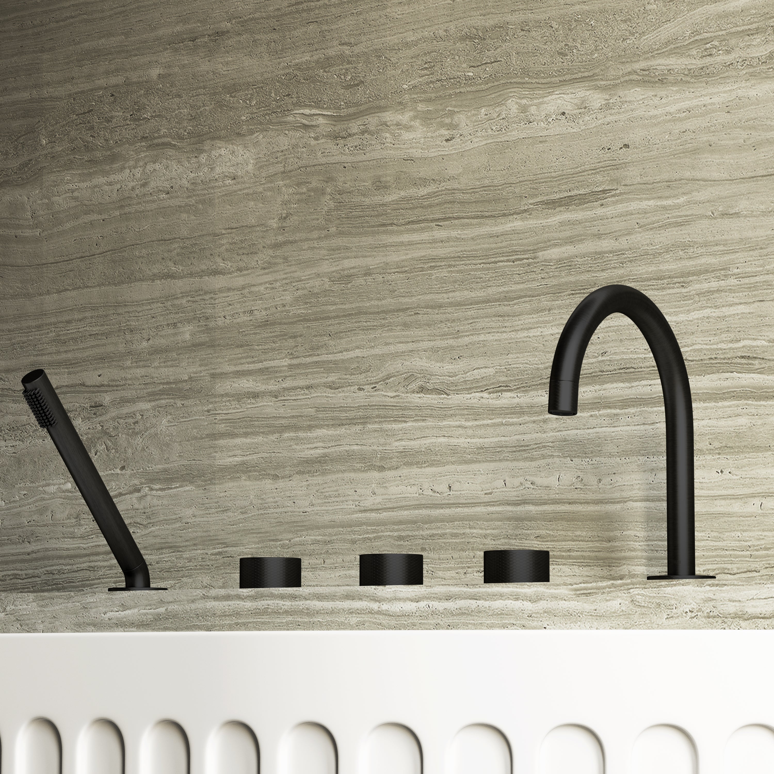 Image of Strata 5 Piece Bath Set with Hand Shower