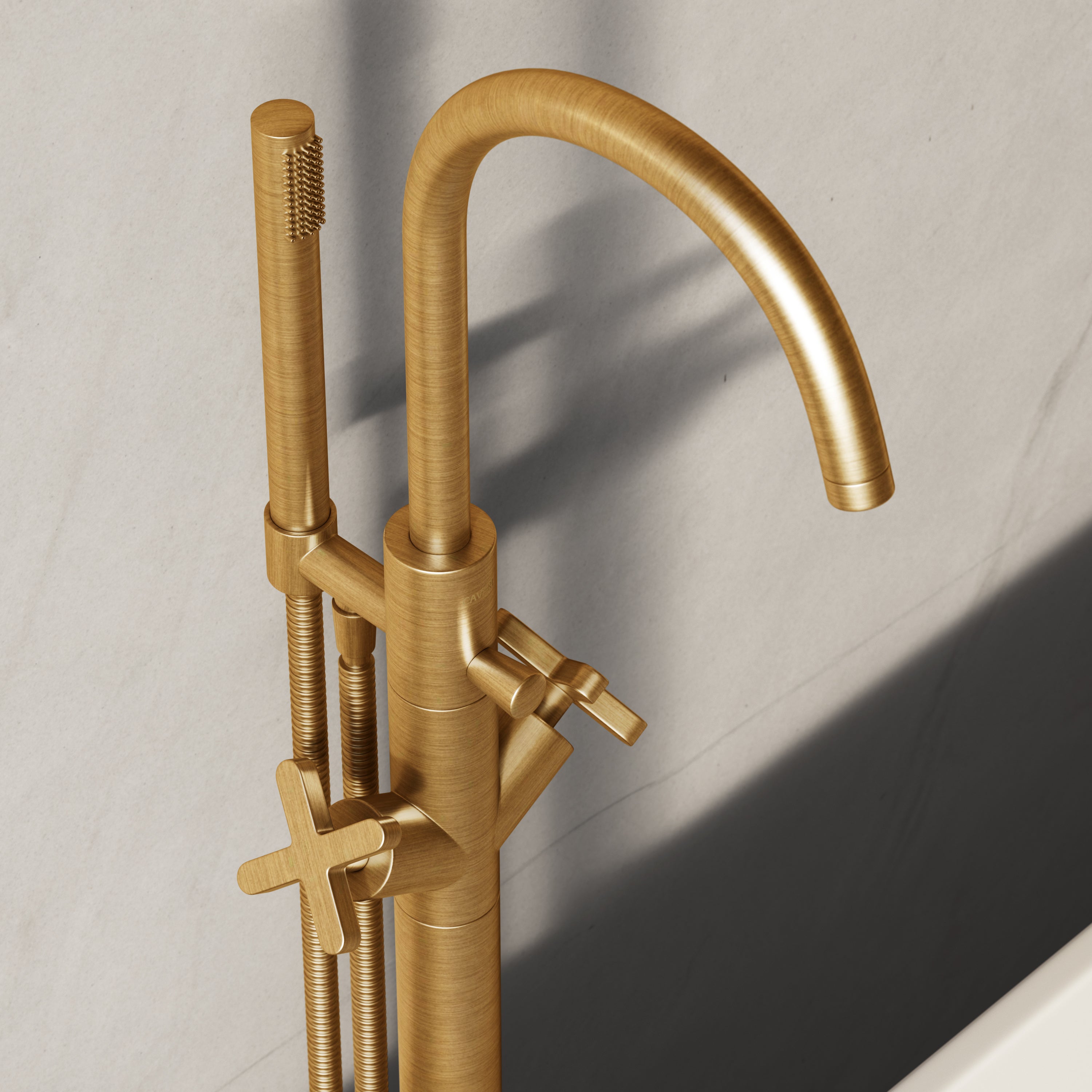 Image of Axiom Floor Standing Bath Mixer with Hand Shower