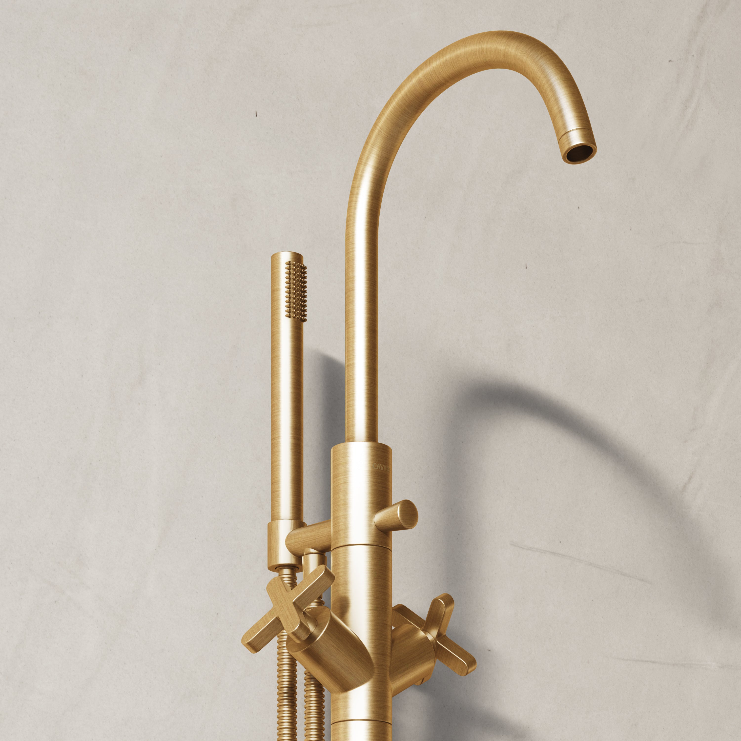 Image of Axiom Floor Standing Bath Mixer with Hand Shower