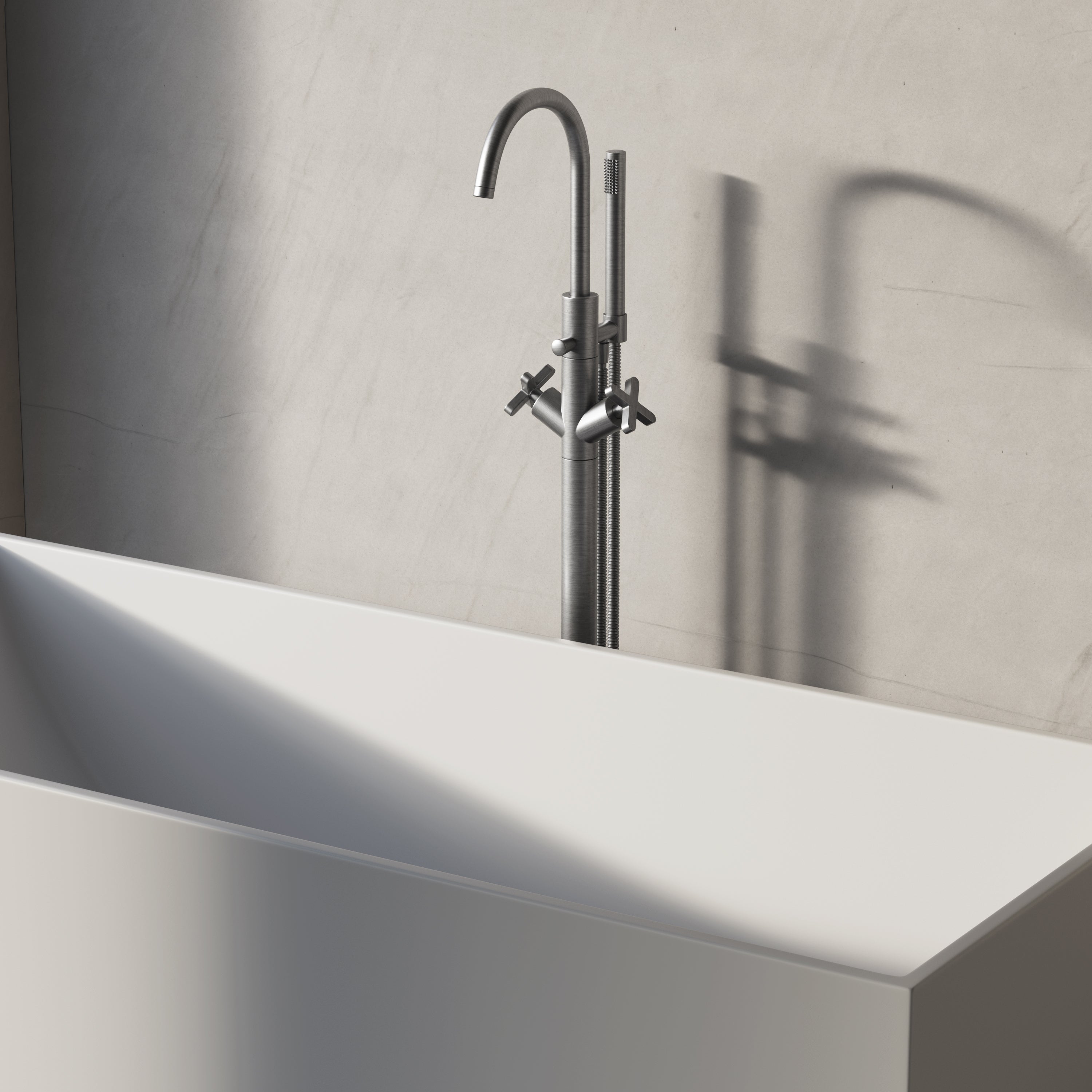 Image of Axiom Floor Standing Bath Mixer with Hand Shower