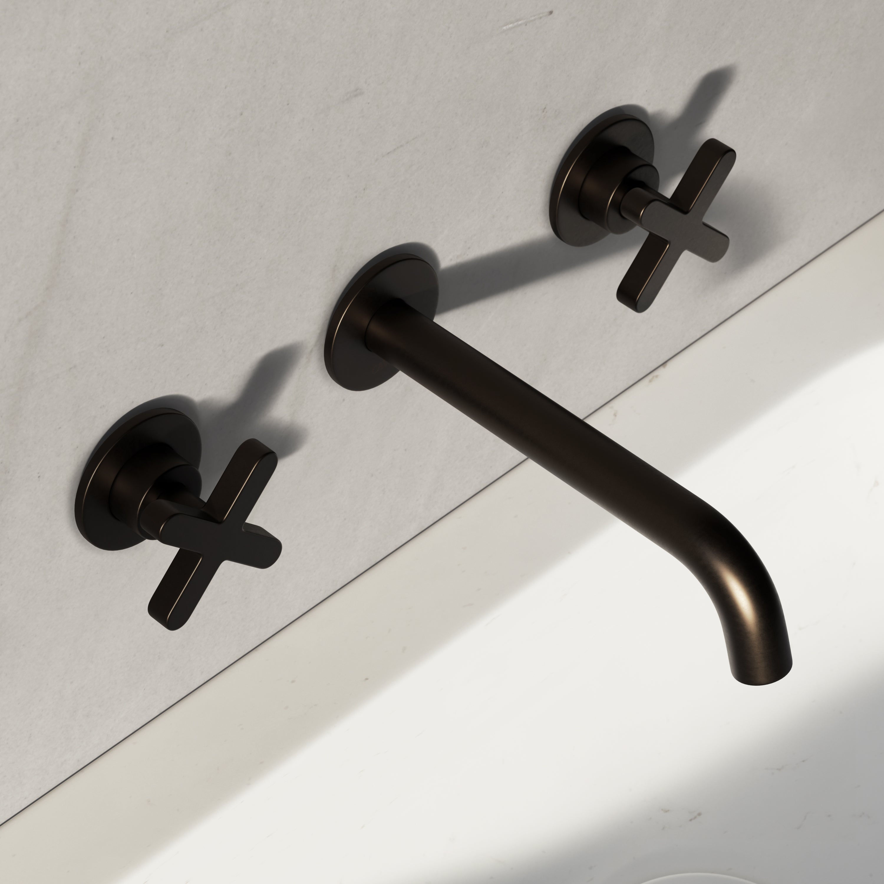 Image of Axiom Double Handle Wall Mounted Basin Tap