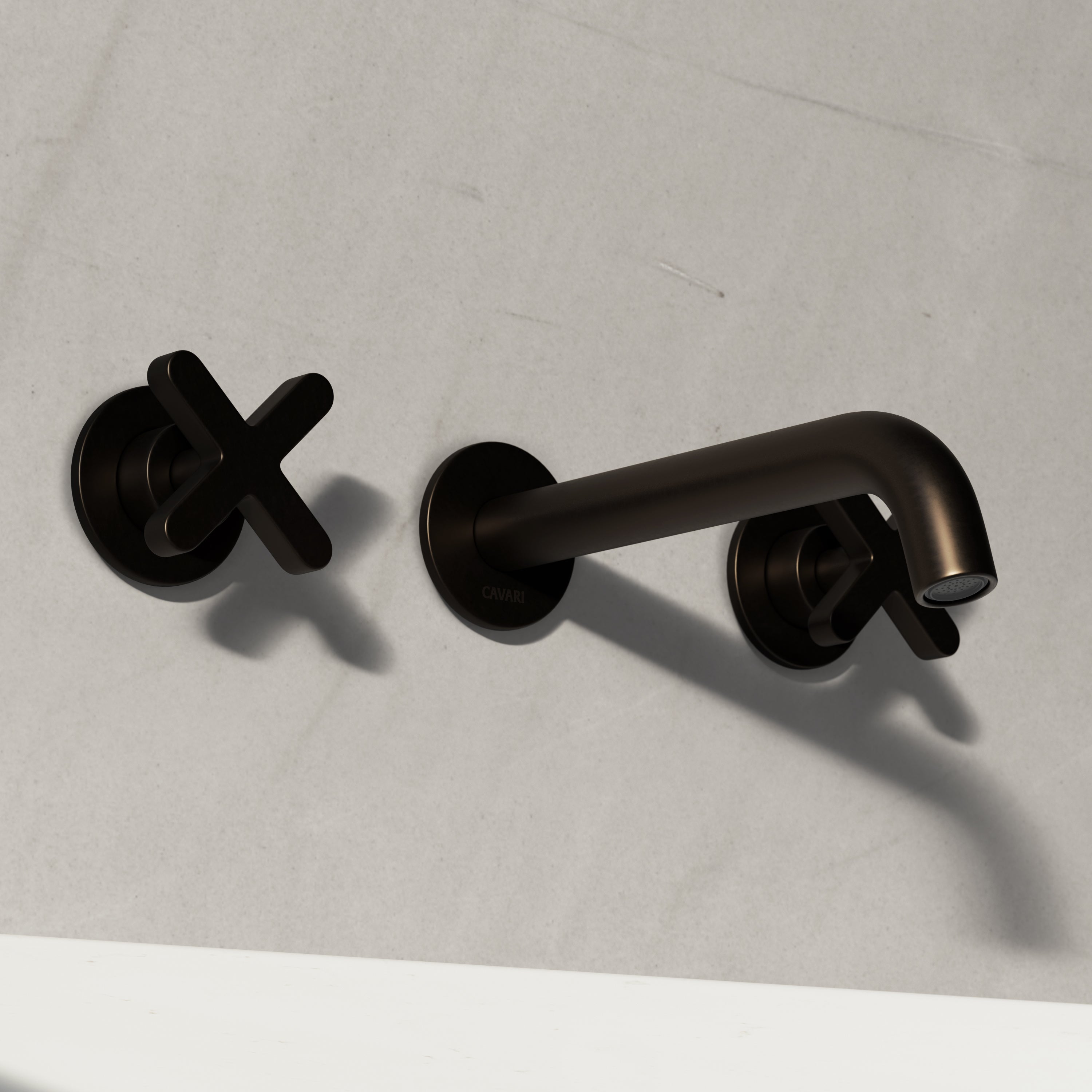 Image of Axiom Double Handle Wall Mounted Basin Tap