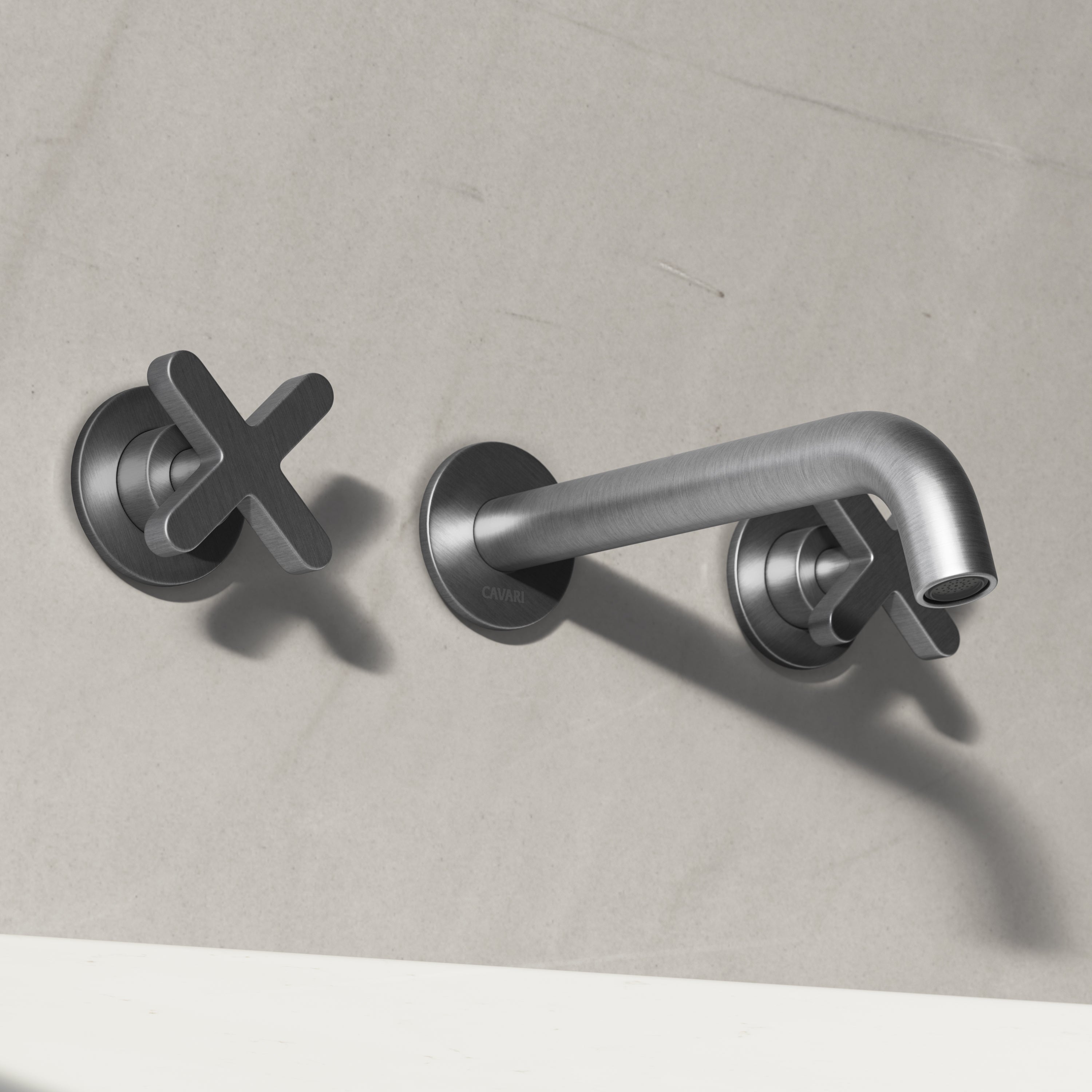 Image of Axiom Double Handle Wall Mounted Basin Tap