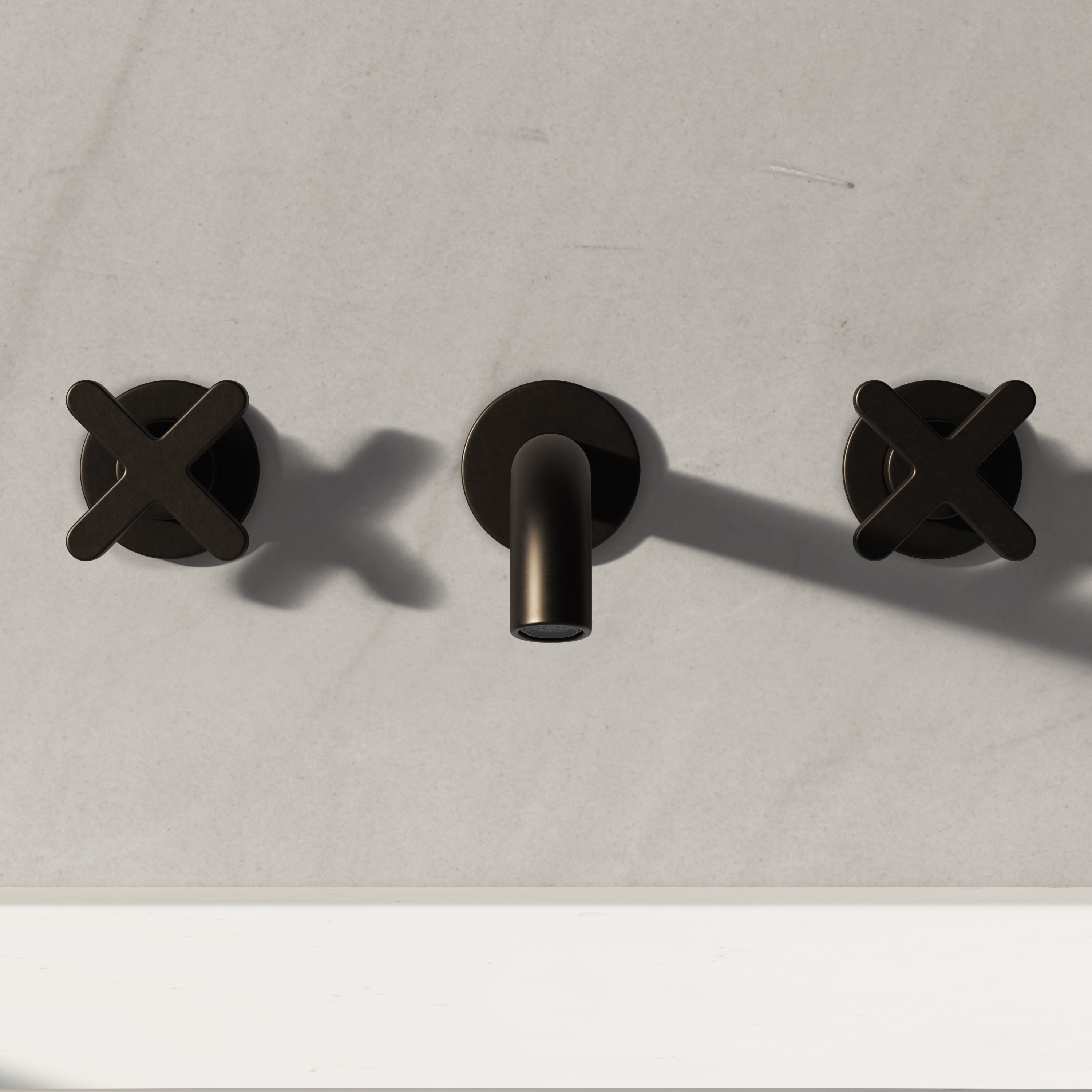 Image of Axiom Double Handle Wall Mounted Basin Tap
