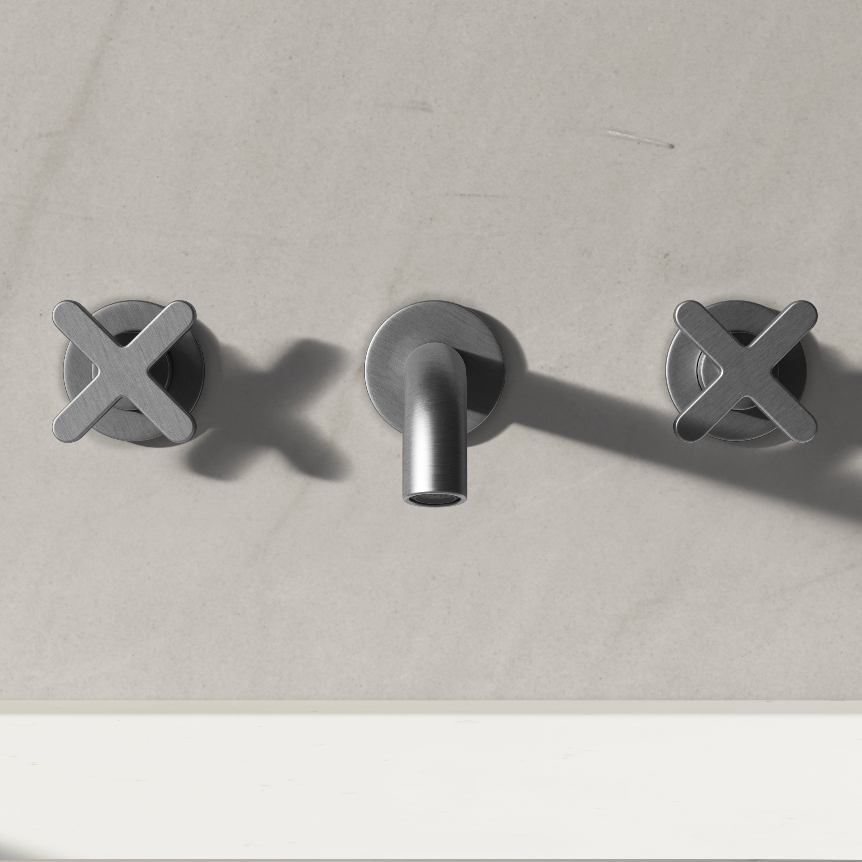 Image of Axiom Double Handle Wall Mounted Basin Tap