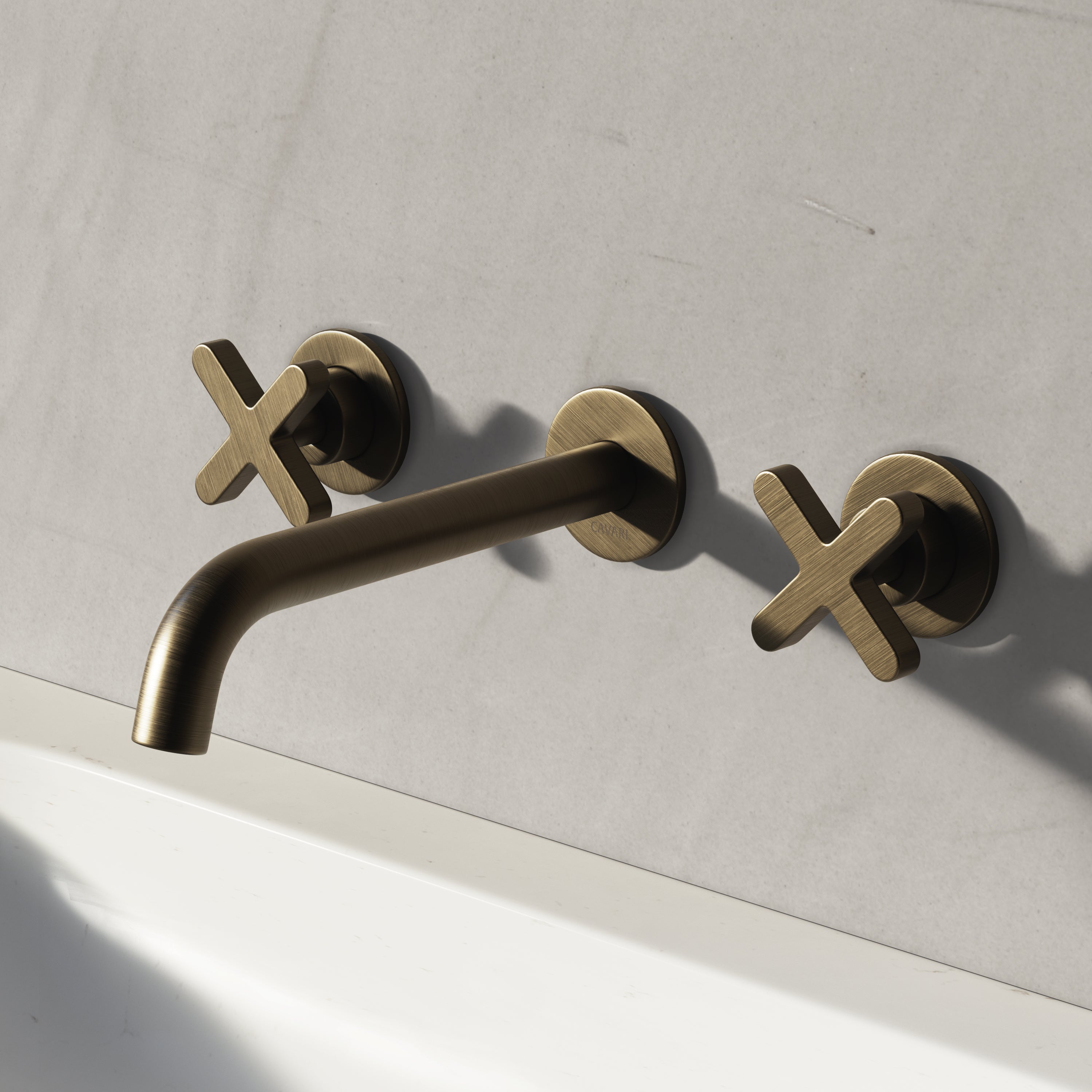 Image of Axiom Double Handle Wall Mounted Basin Tap
