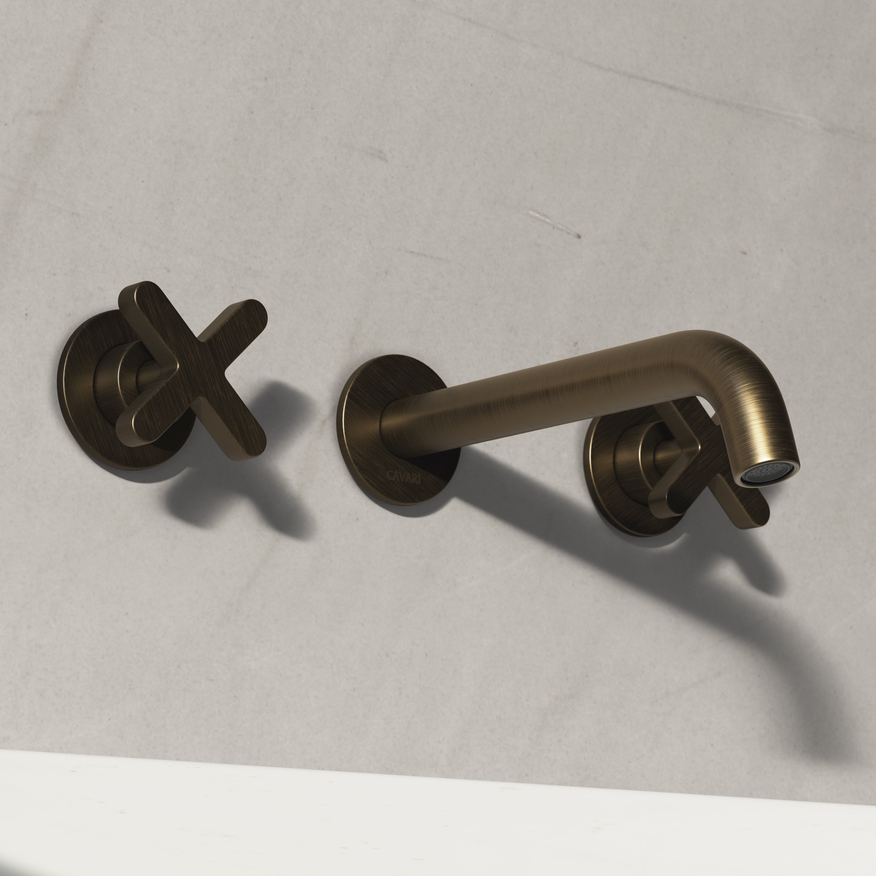 Image of Axiom Double Handle Wall Mounted Basin Tap