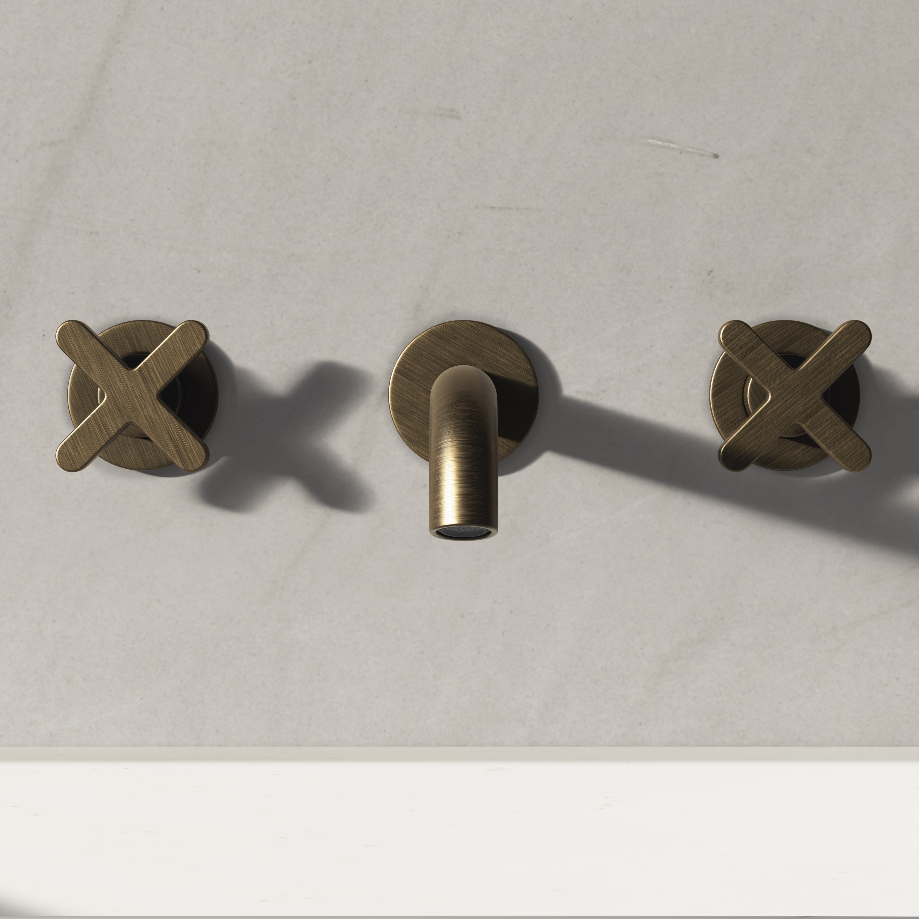 Image of Axiom Double Handle Wall Mounted Basin Tap