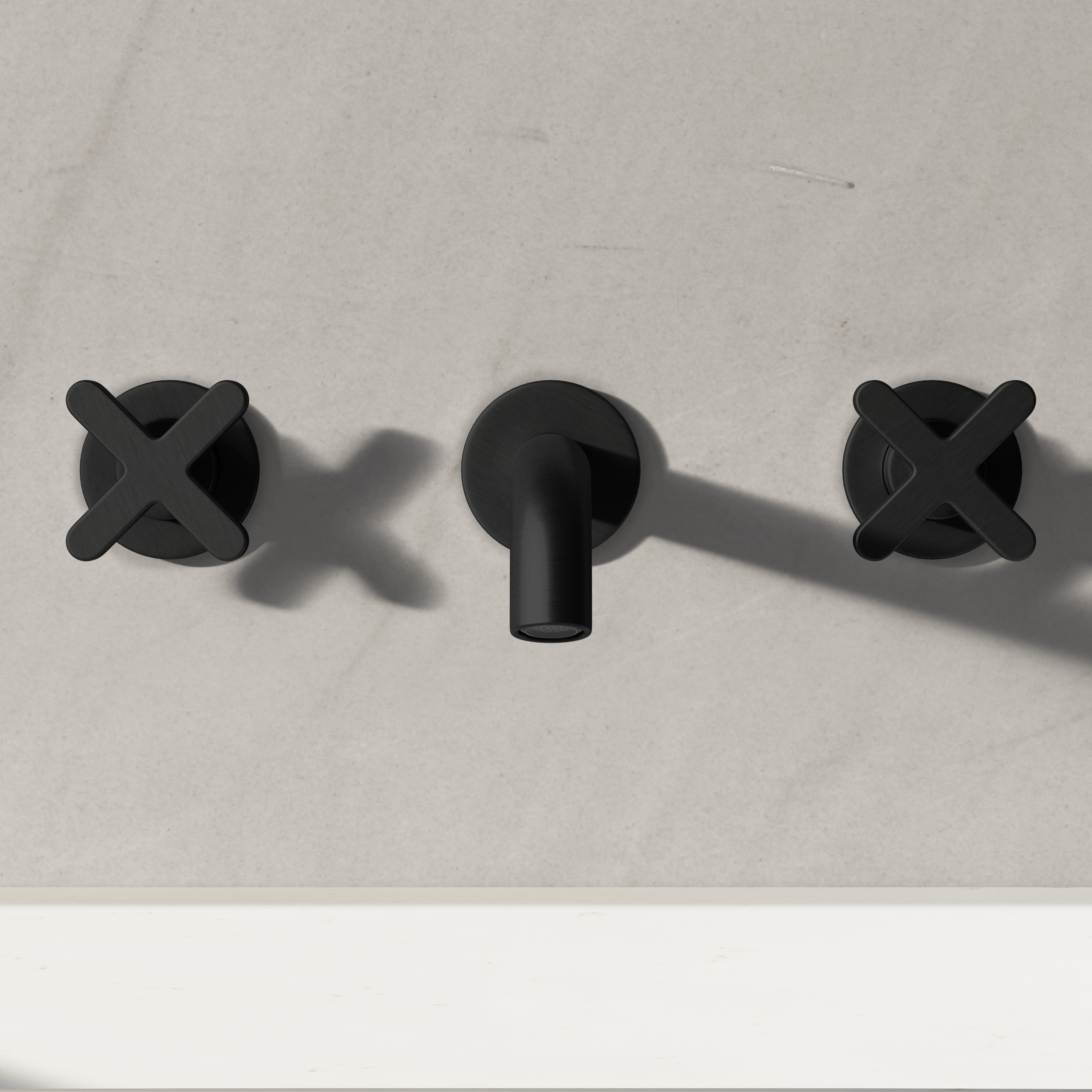 Image of Axiom Double Handle Wall Mounted Basin Tap