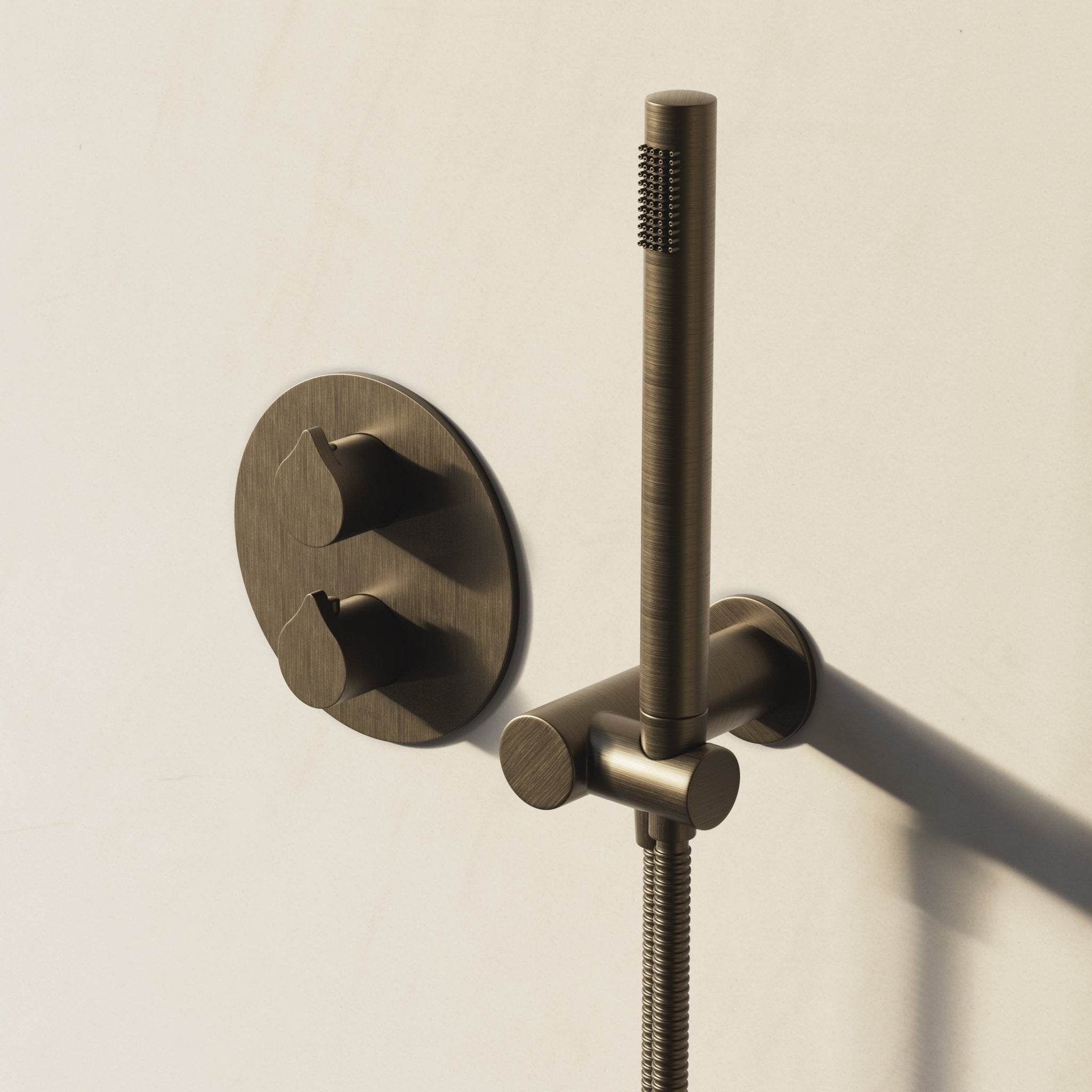 Image of Arc 2-Way Thermostatic Shower Set – Ceiling Mounted Overhead & Angled Hand Shower - Cavari