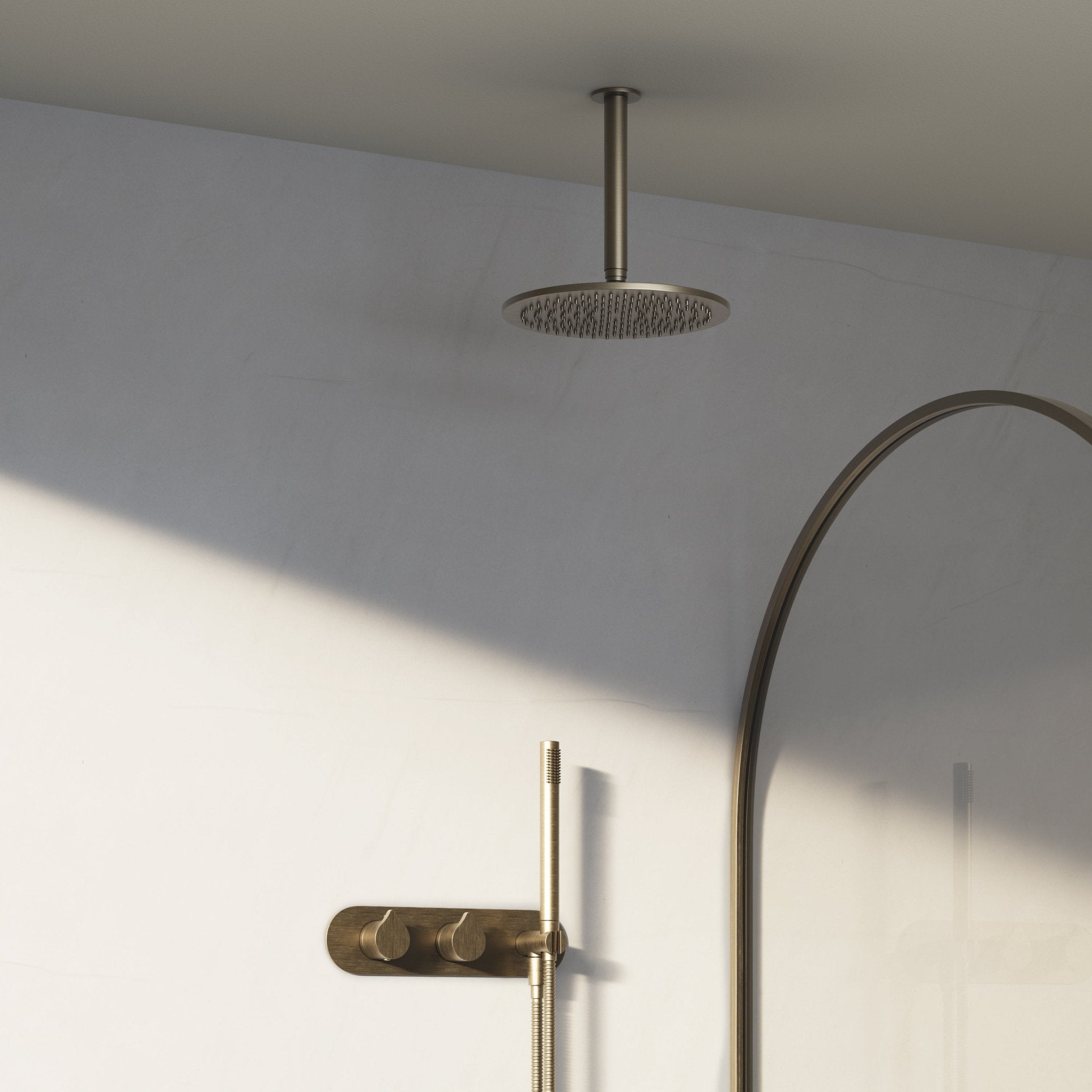Image of Arc 2-Way Thermostatic Shower Set – Ceiling Mounted Overhead & Integrated Hand Shower - Cavari